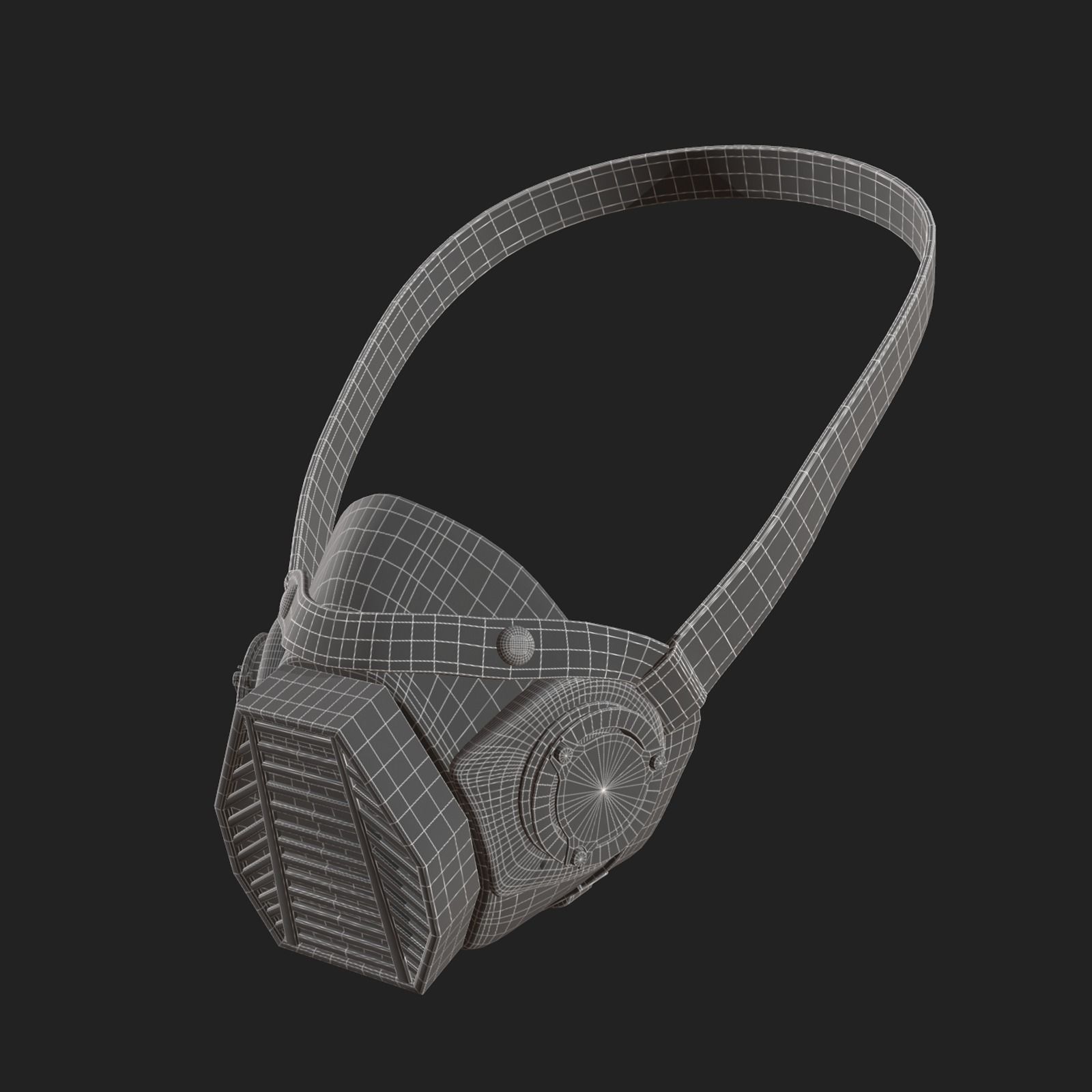 Gas mask helmet 3d model military combat fantasy cyborg armor  Low-poly 3D model_11