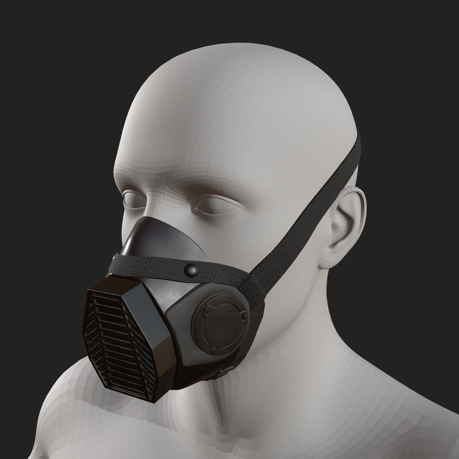 Gas mask helmet 3d model military combat fantasy cyborg armor  Low-poly 3D model_4