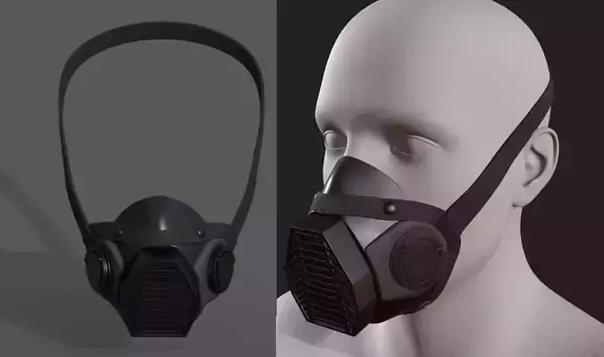Gas mask helmet 3d model military combat fantasy cyborg armor 