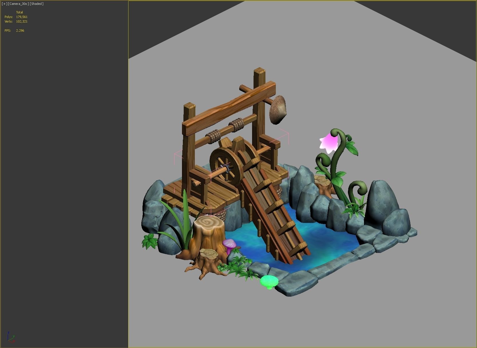 water Wheel 3D model_1