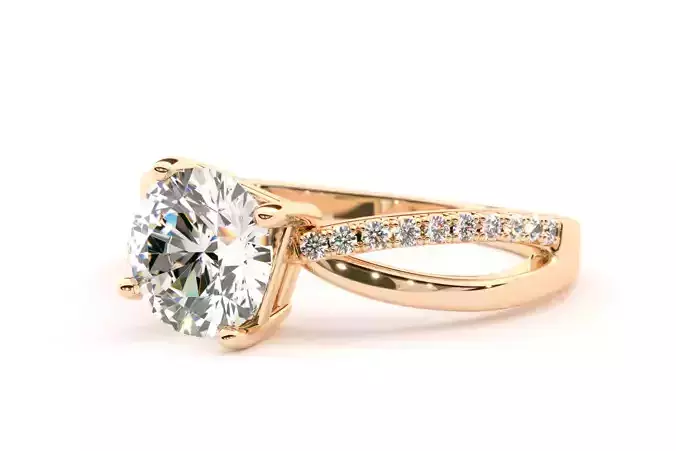 1 Carat Round Cut Side Stone Diamond Engagement Ring