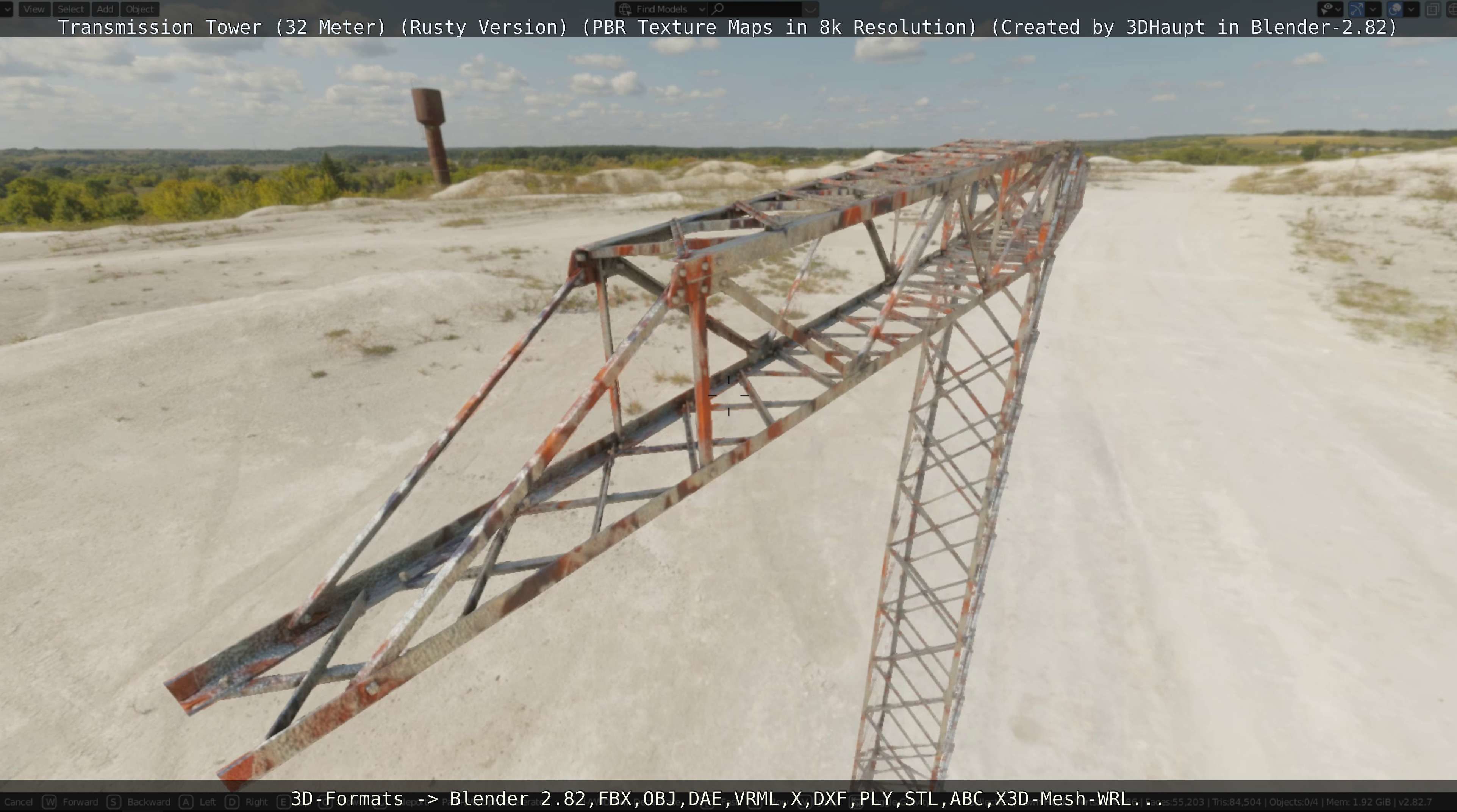 Transmission Tower 32 Meter Rusty Version Low-poly 3D model_8