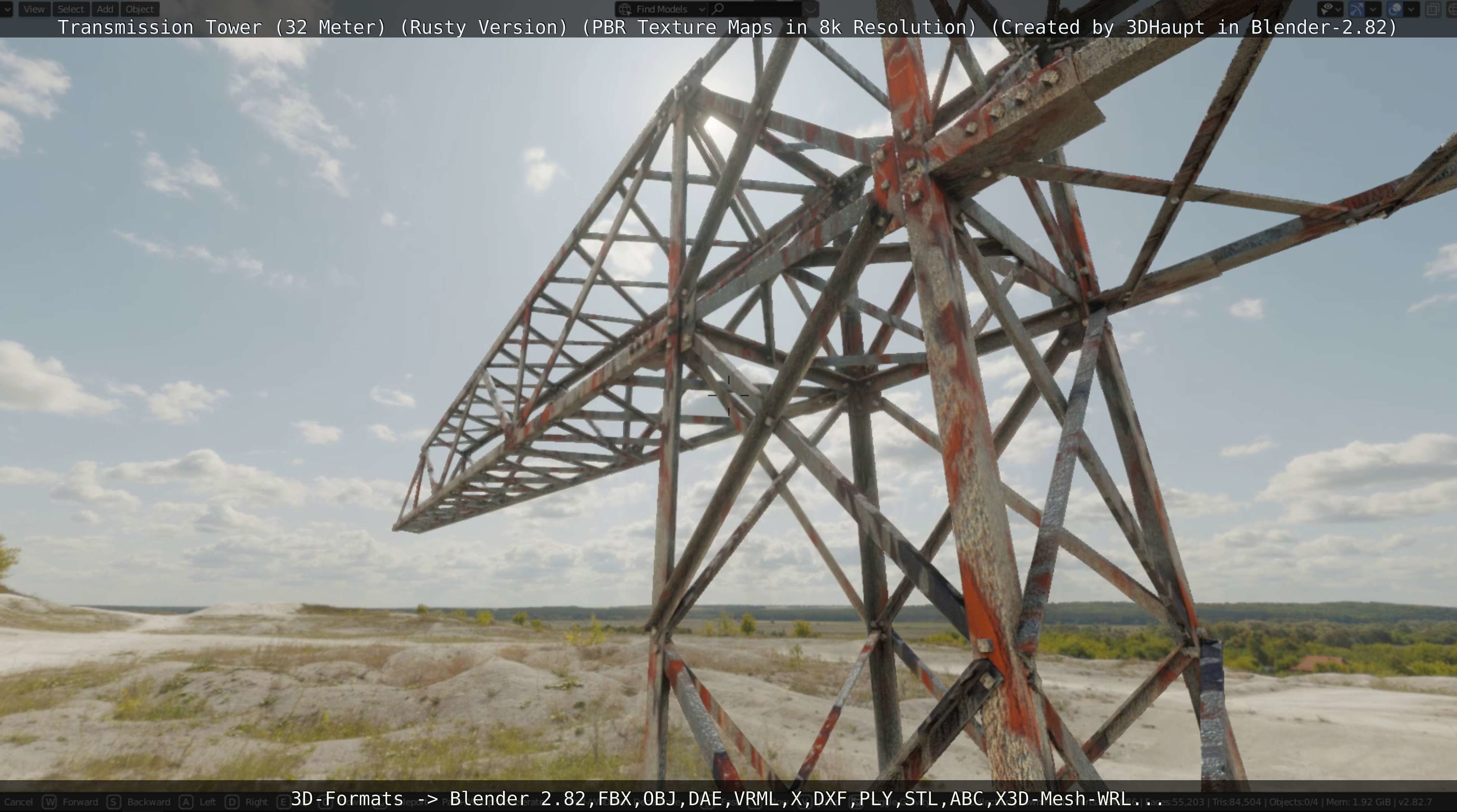 Transmission Tower 32 Meter Rusty Version Low-poly 3D model_67