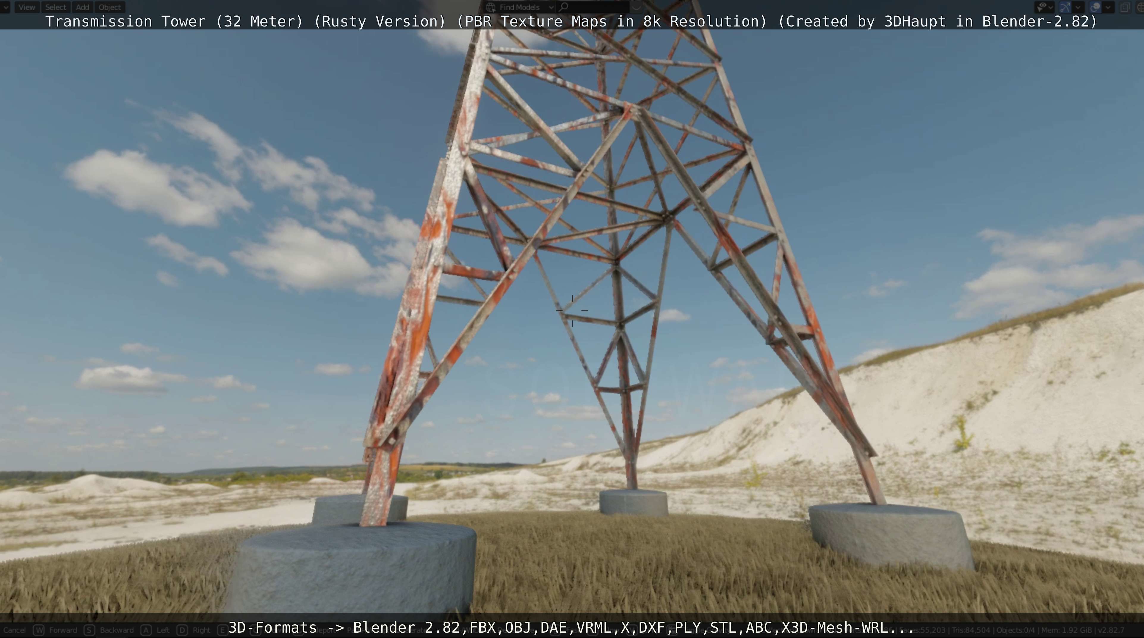 Transmission Tower 32 Meter Rusty Version Low-poly 3D model_108