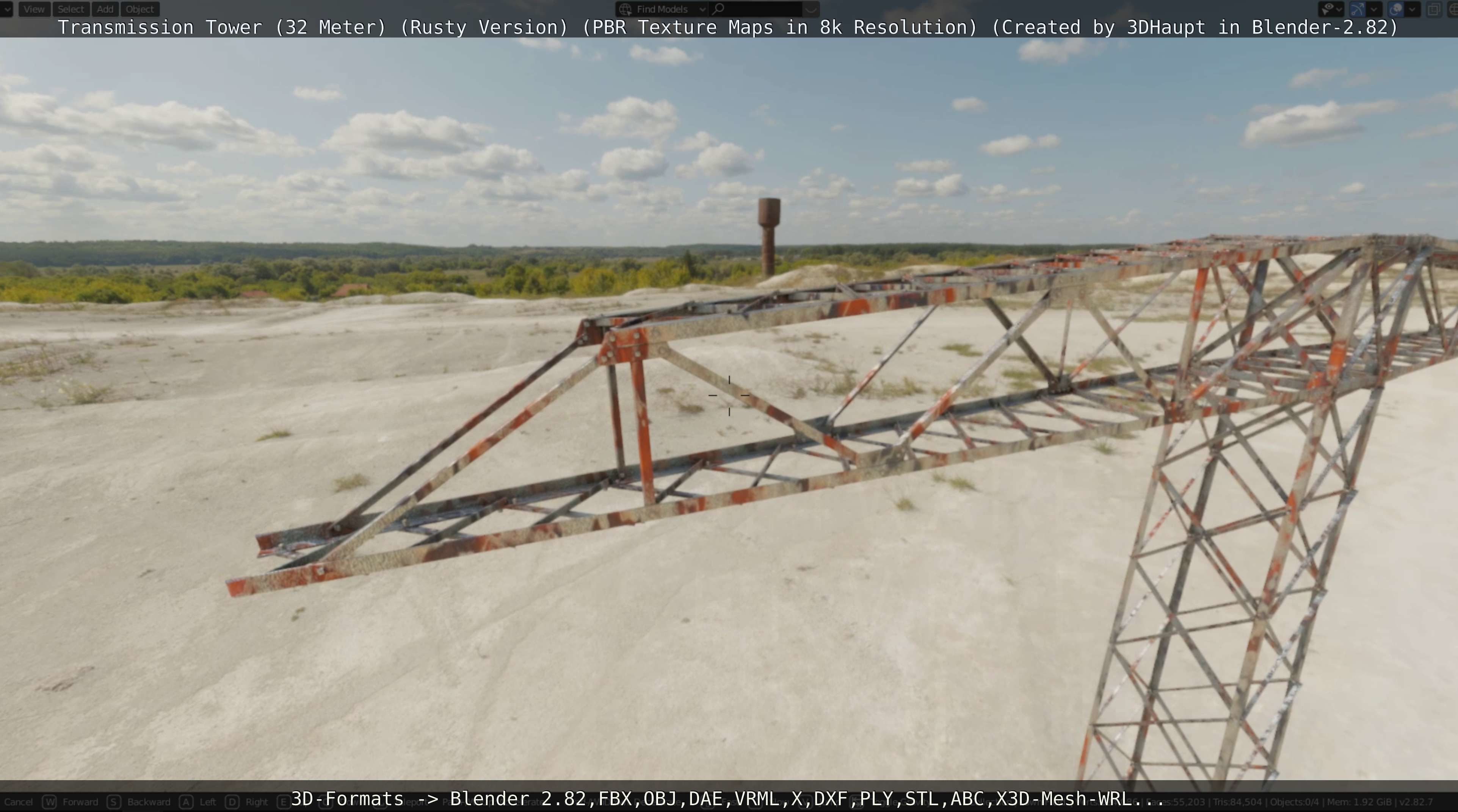 Transmission Tower 32 Meter Rusty Version Low-poly 3D model_9