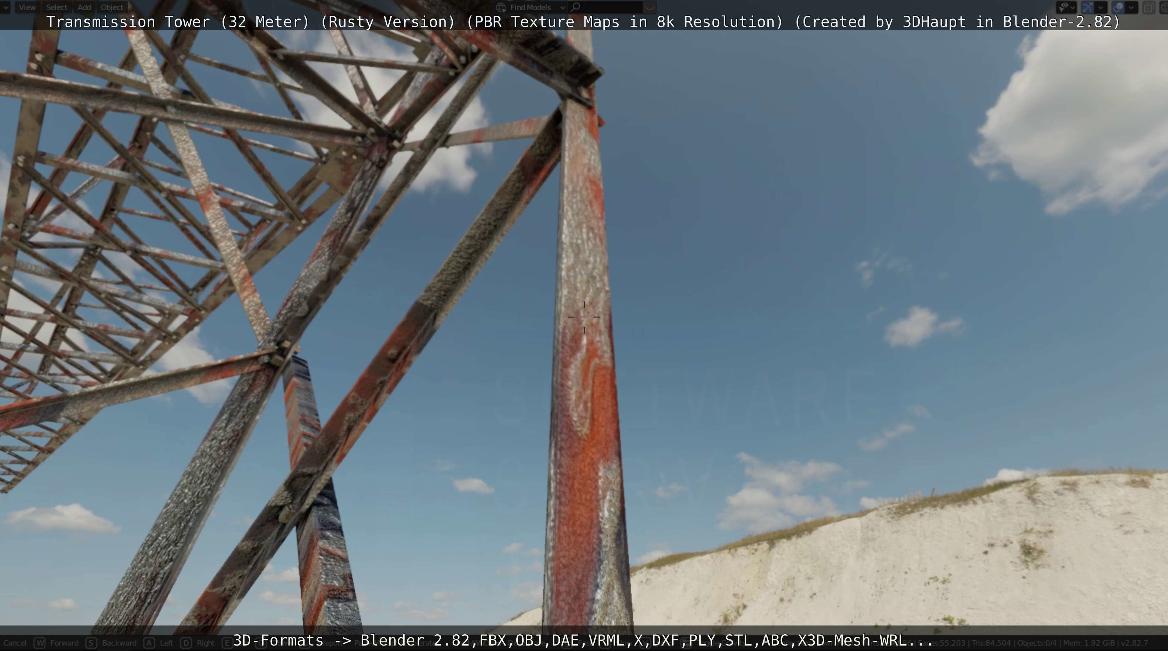 Transmission Tower 32 Meter Rusty Version Low-poly 3D model_55