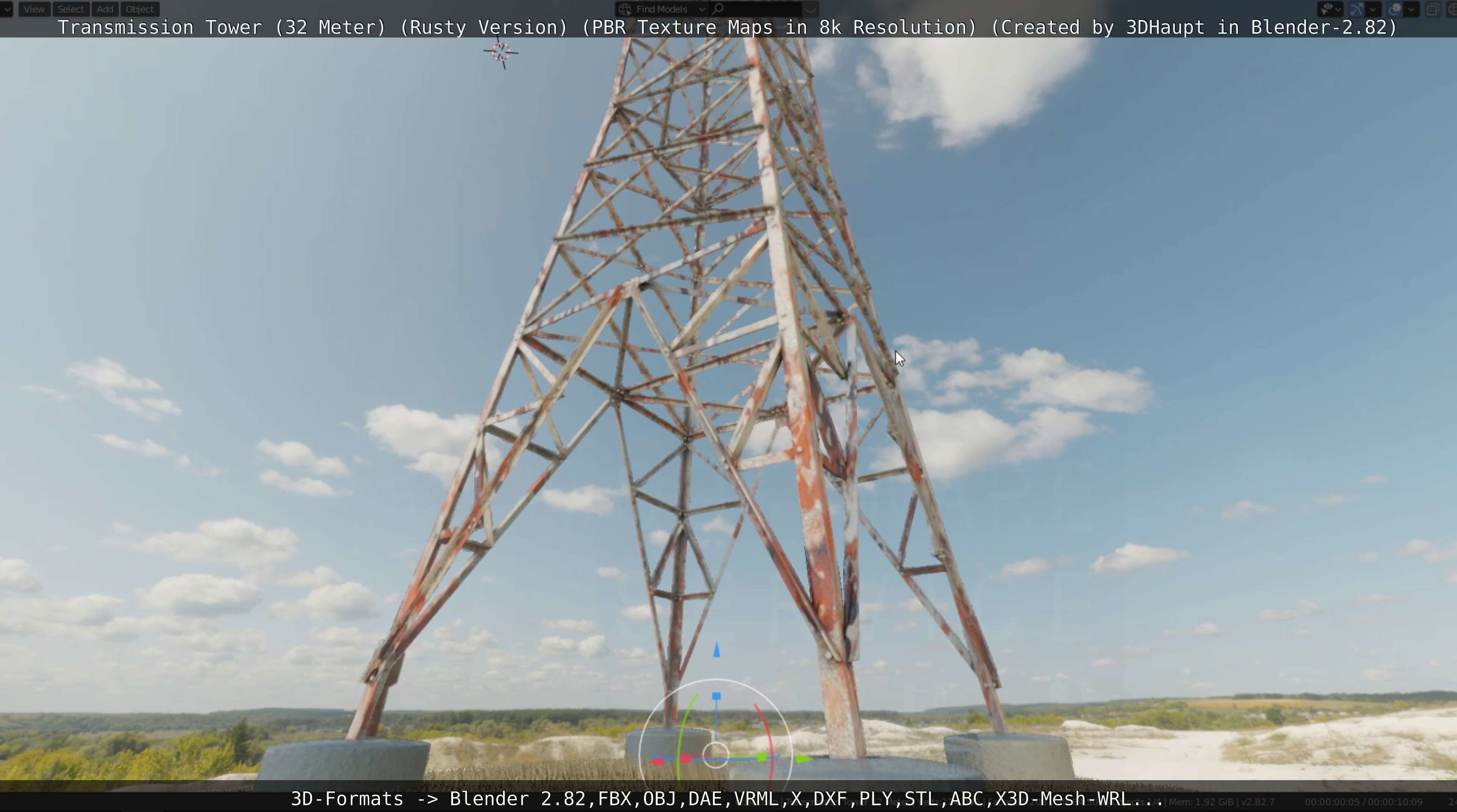 Transmission Tower 32 Meter Rusty Version Low-poly 3D model_128