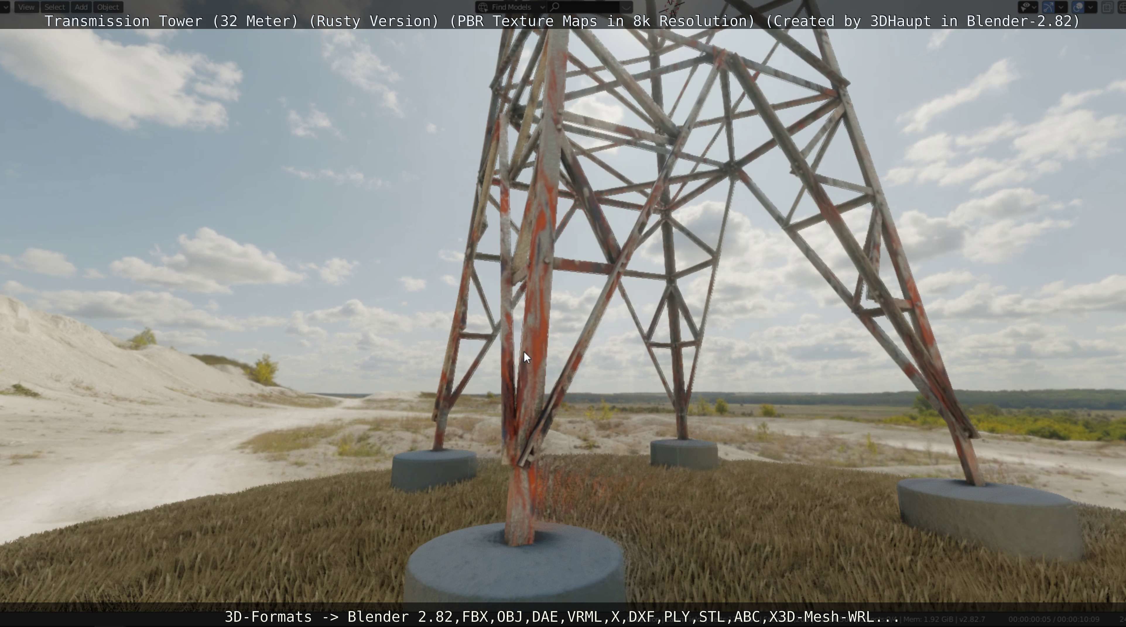 Transmission Tower 32 Meter Rusty Version Low-poly 3D model_33