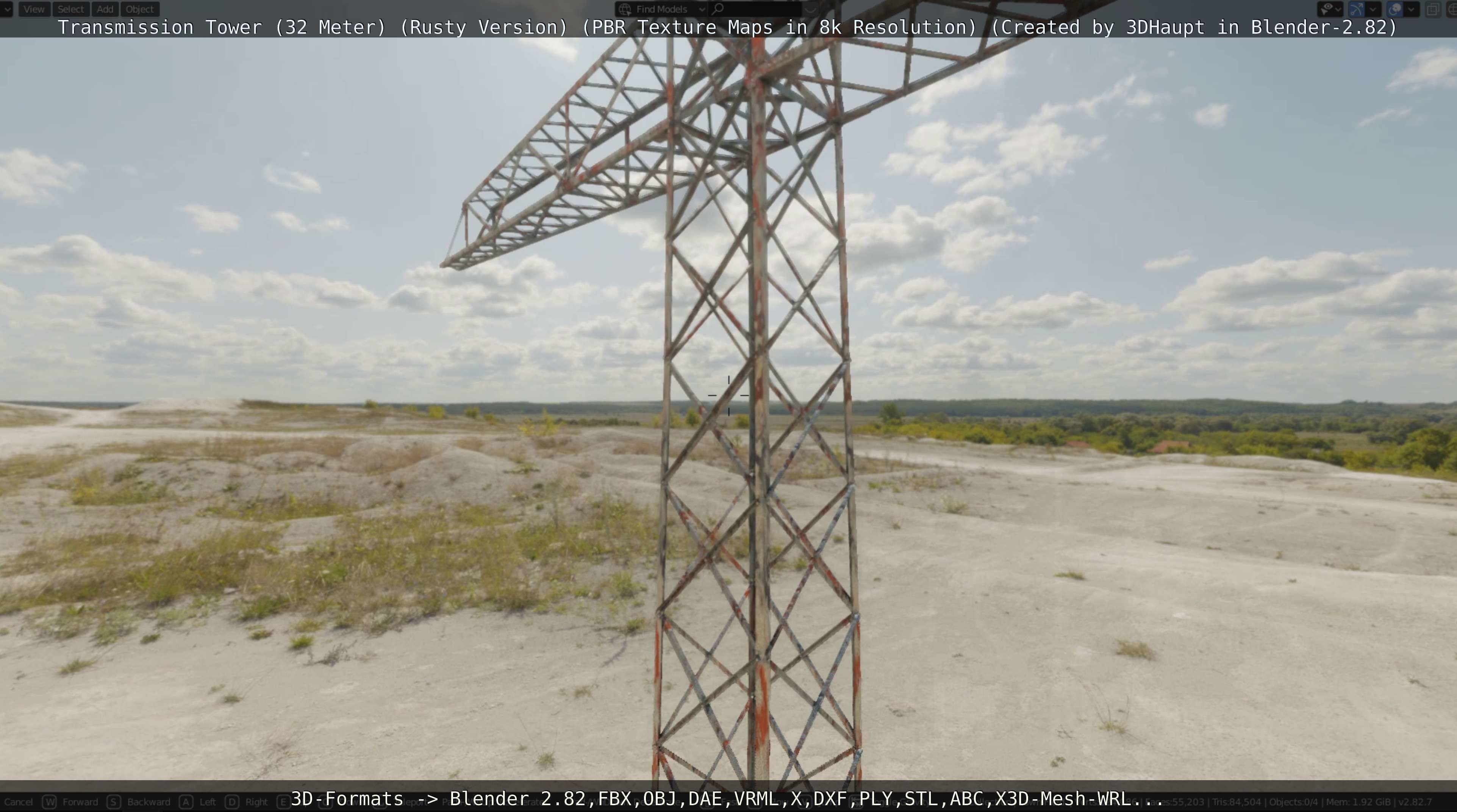 Transmission Tower 32 Meter Rusty Version Low-poly 3D model_11