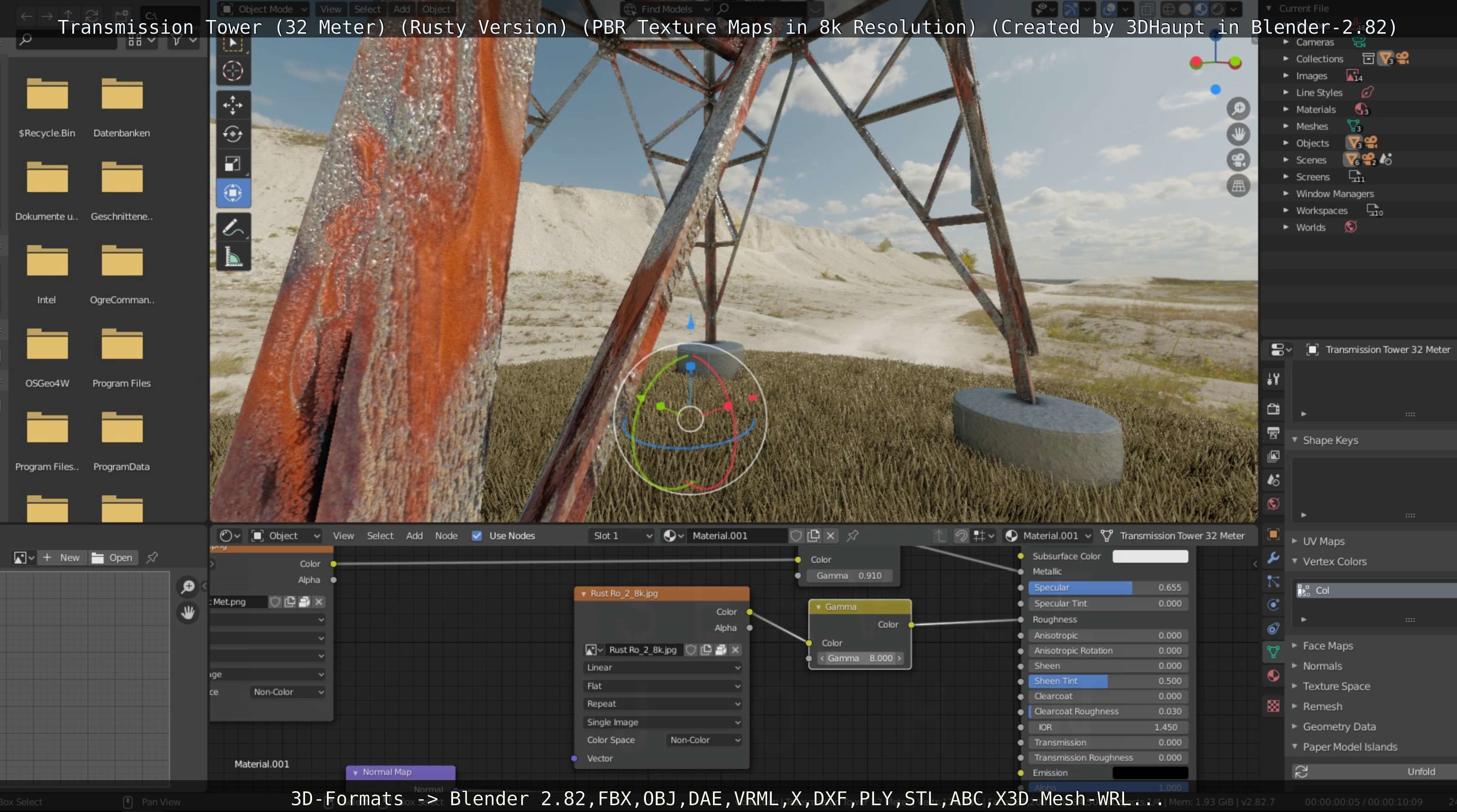 Transmission Tower 32 Meter Rusty Version Low-poly 3D model_29