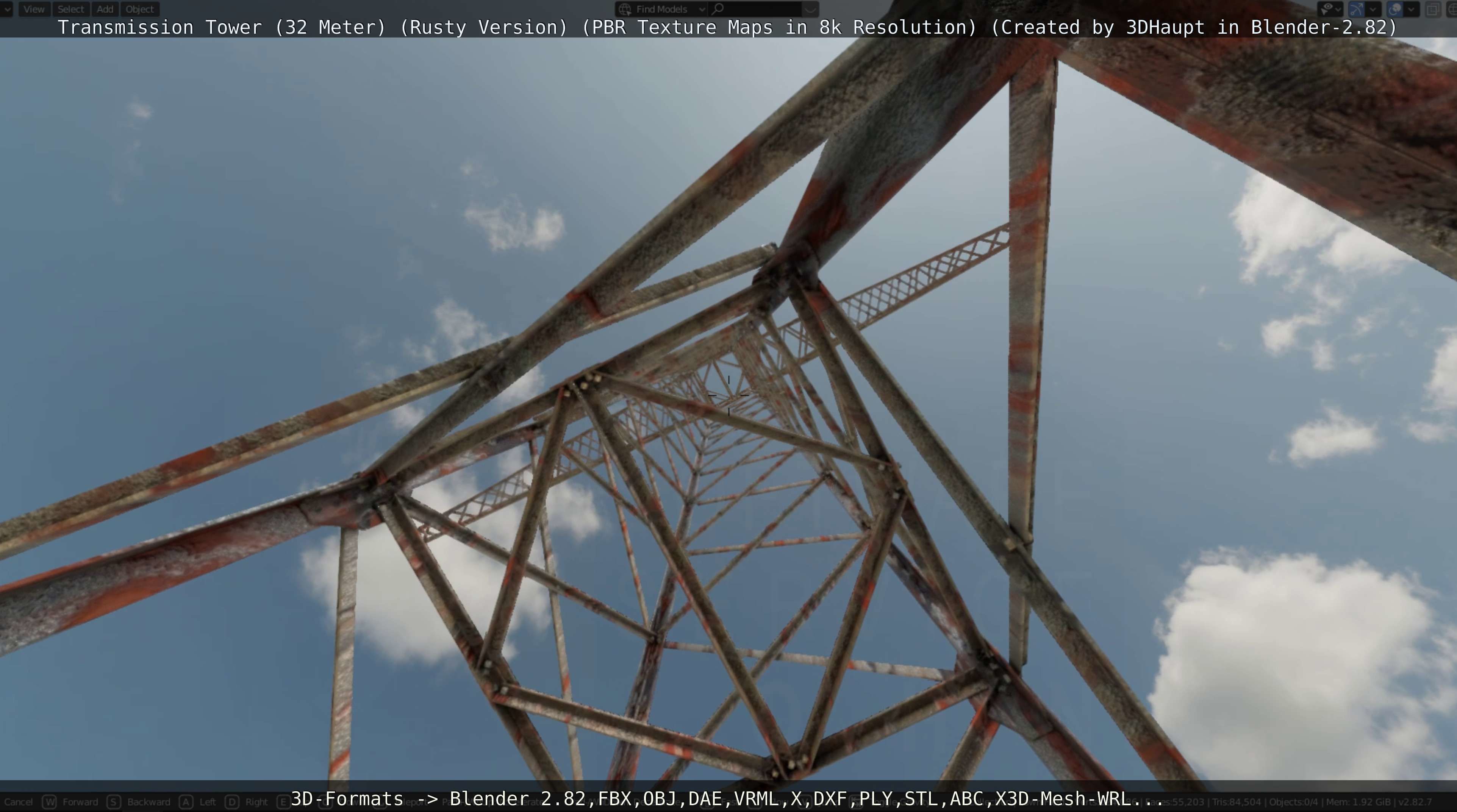 Transmission Tower 32 Meter Rusty Version Low-poly 3D model_44