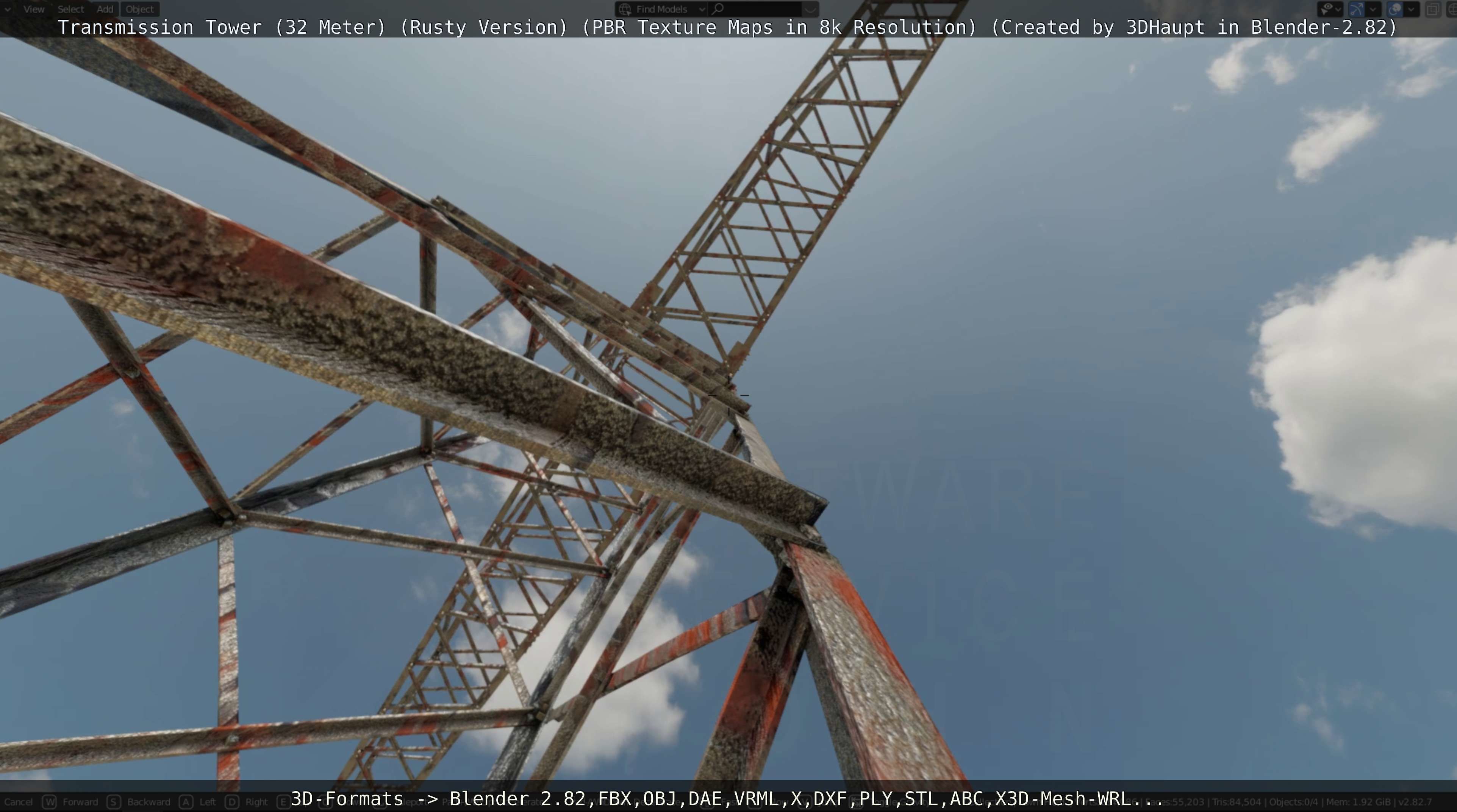 Transmission Tower 32 Meter Rusty Version Low-poly 3D model_90