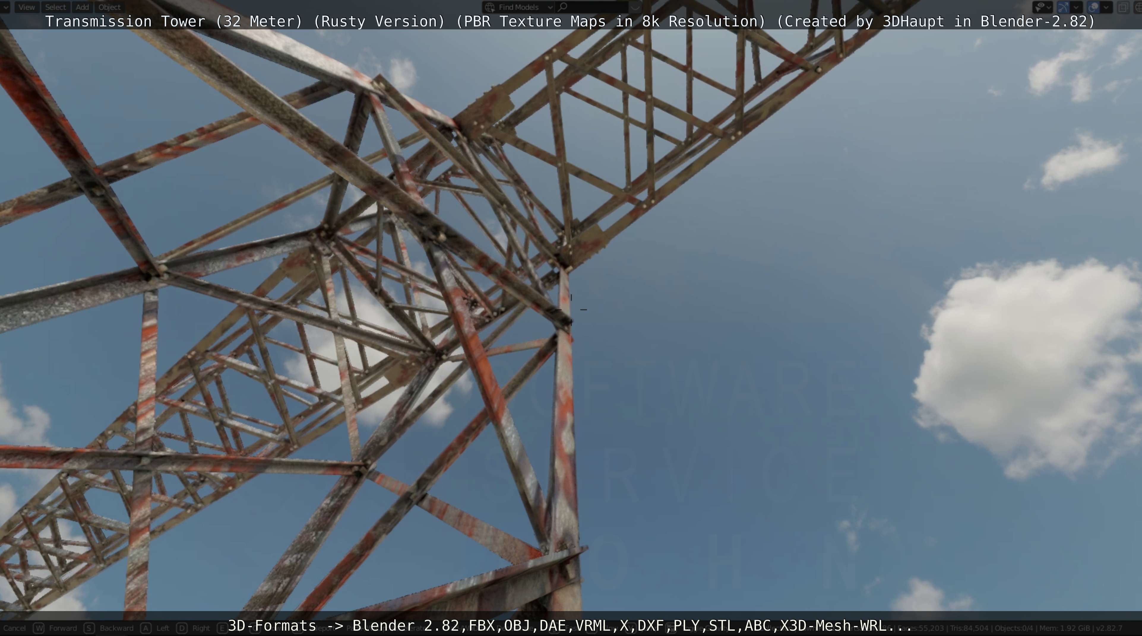 Transmission Tower 32 Meter Rusty Version Low-poly 3D model_40