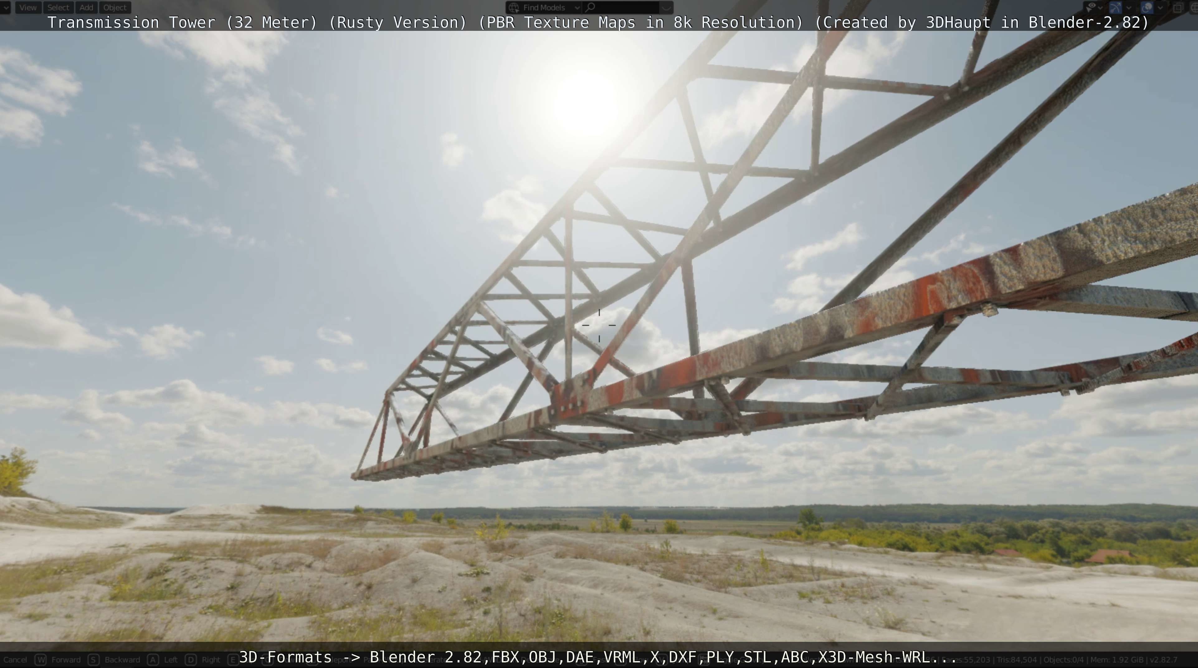 Transmission Tower 32 Meter Rusty Version Low-poly 3D model_10