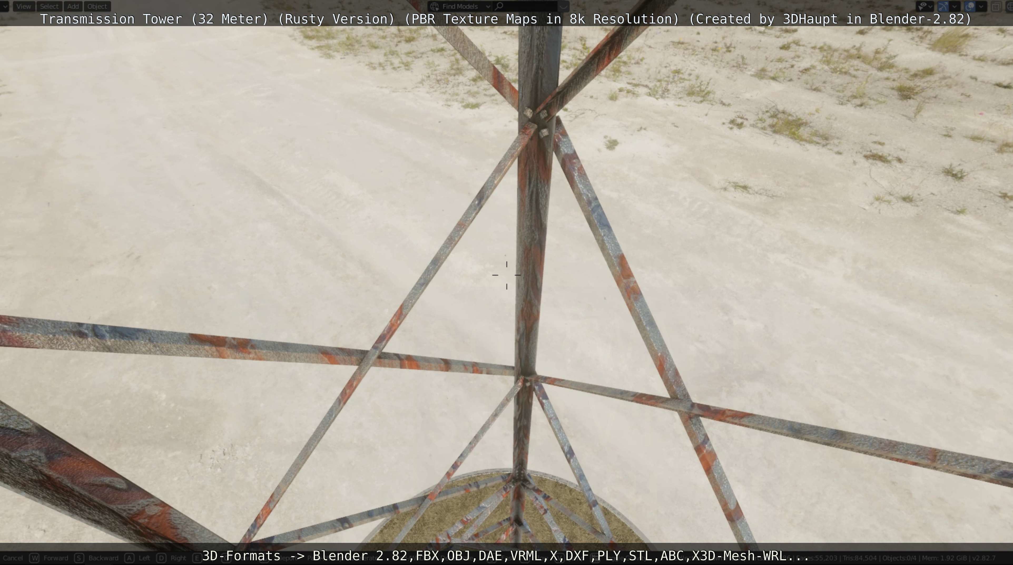 Transmission Tower 32 Meter Rusty Version Low-poly 3D model_46