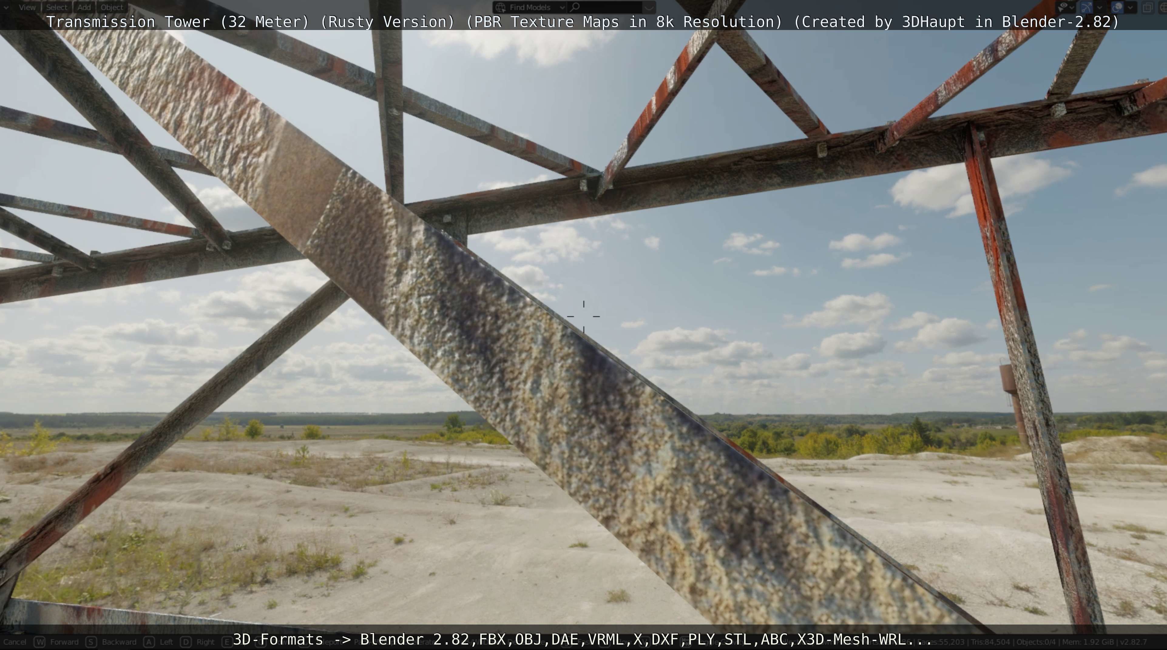 Transmission Tower 32 Meter Rusty Version Low-poly 3D model_64