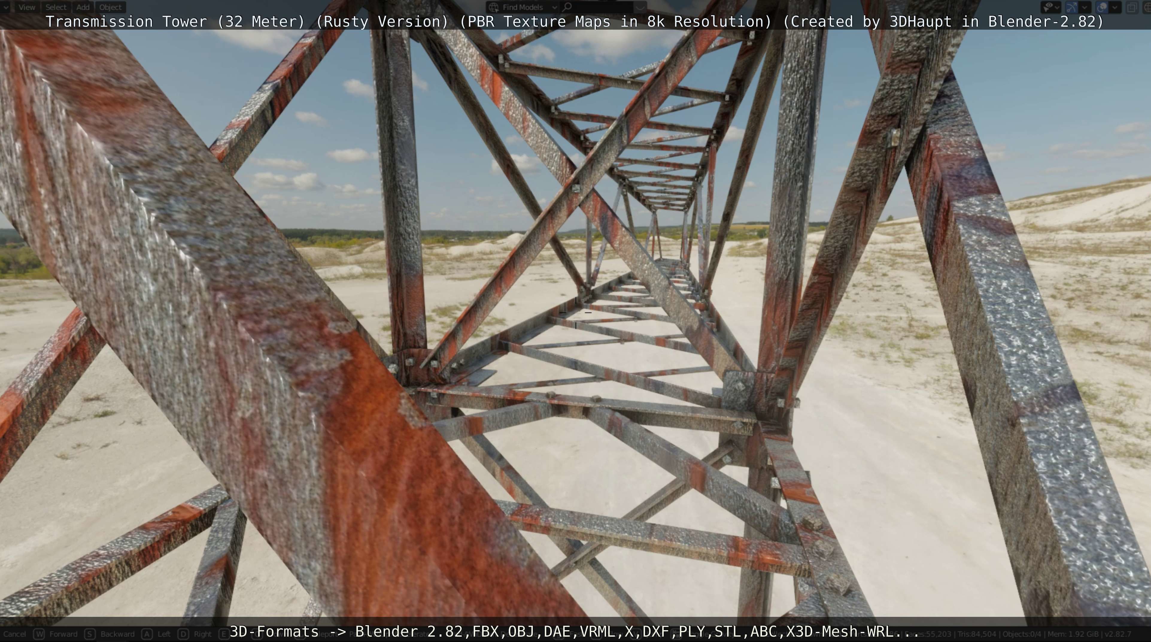 Transmission Tower 32 Meter Rusty Version Low-poly 3D model_42