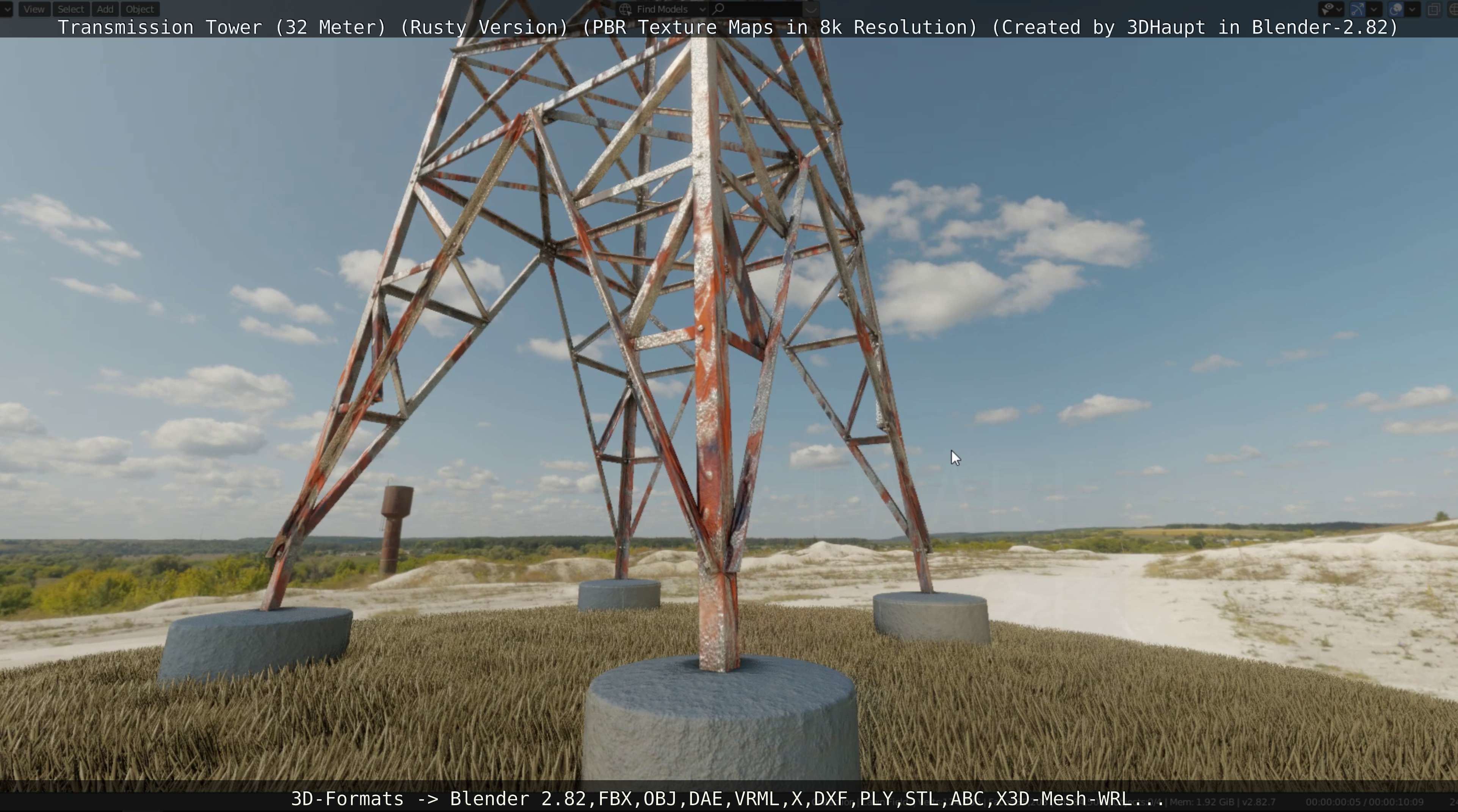 Transmission Tower 32 Meter Rusty Version Low-poly 3D model_32