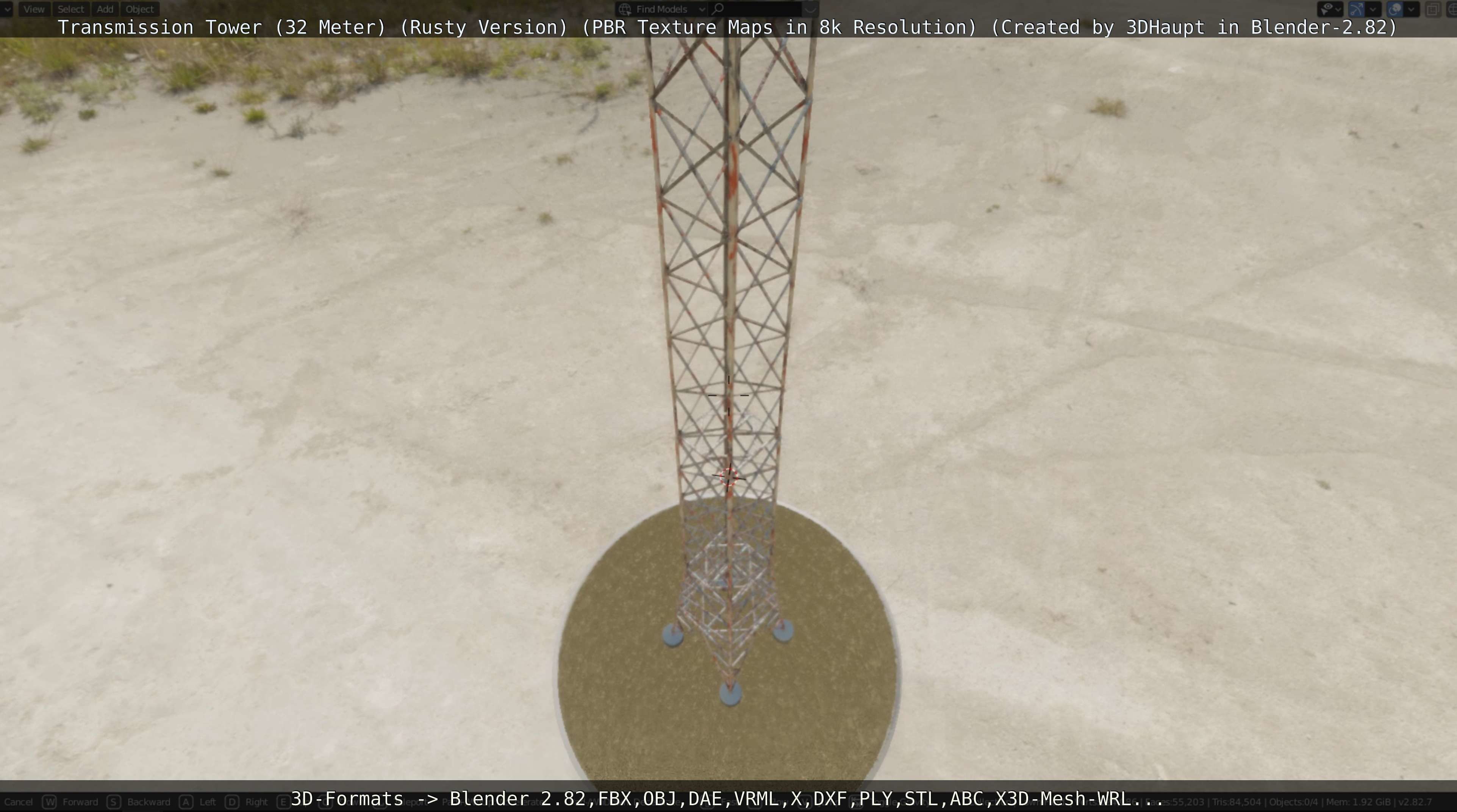 Transmission Tower 32 Meter Rusty Version Low-poly 3D model_68