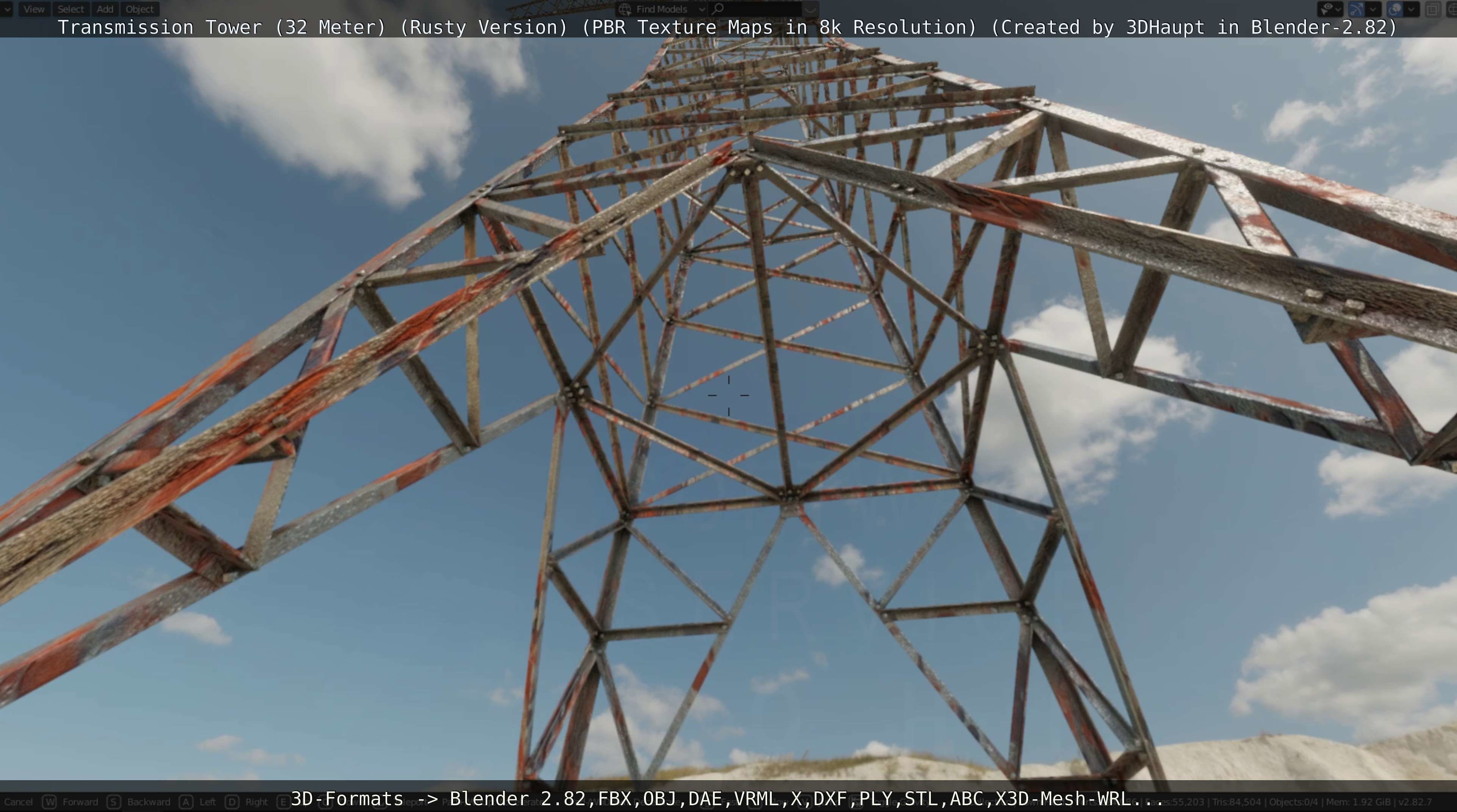 Transmission Tower 32 Meter Rusty Version Low-poly 3D model_23