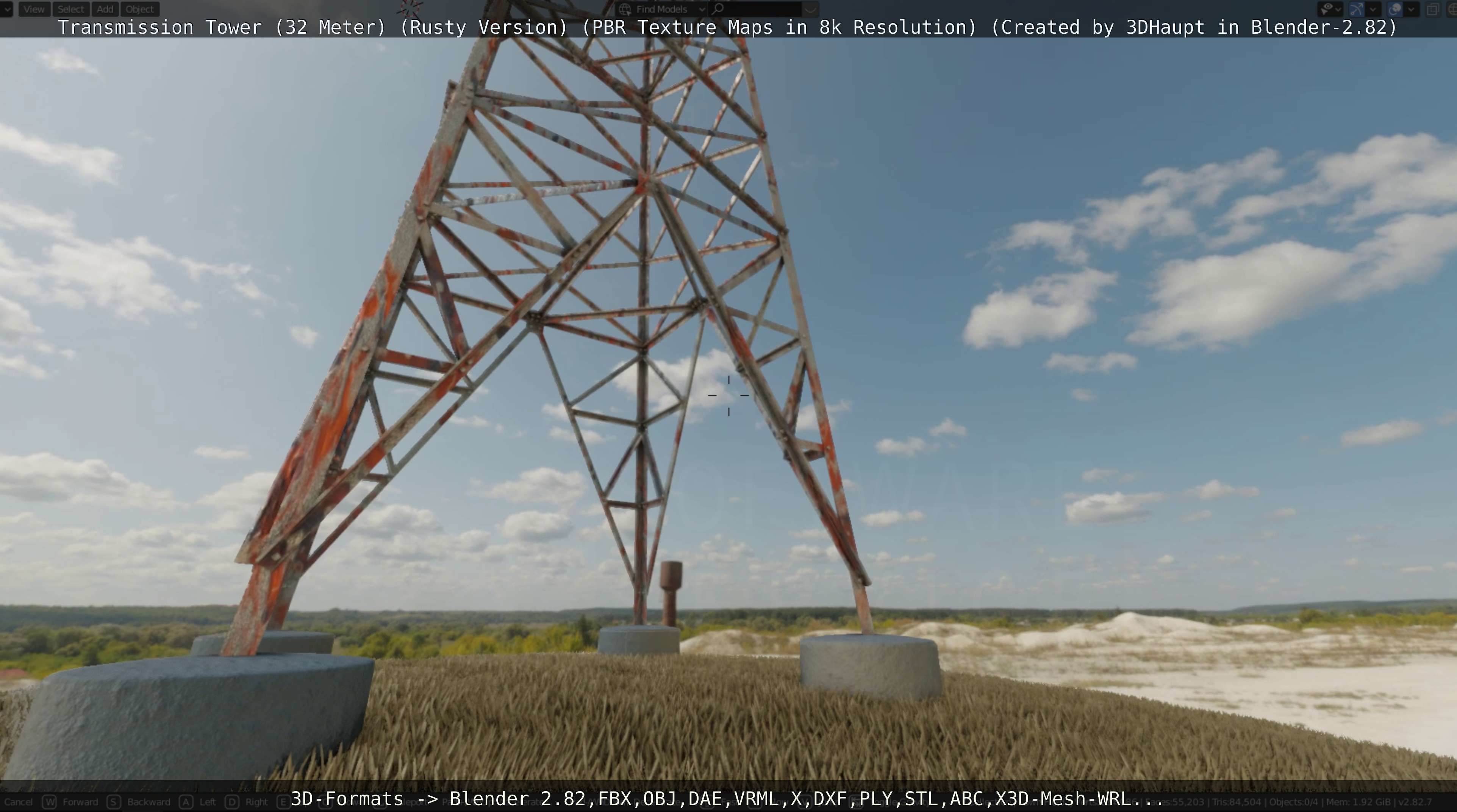 Transmission Tower 32 Meter Rusty Version Low-poly 3D model_35