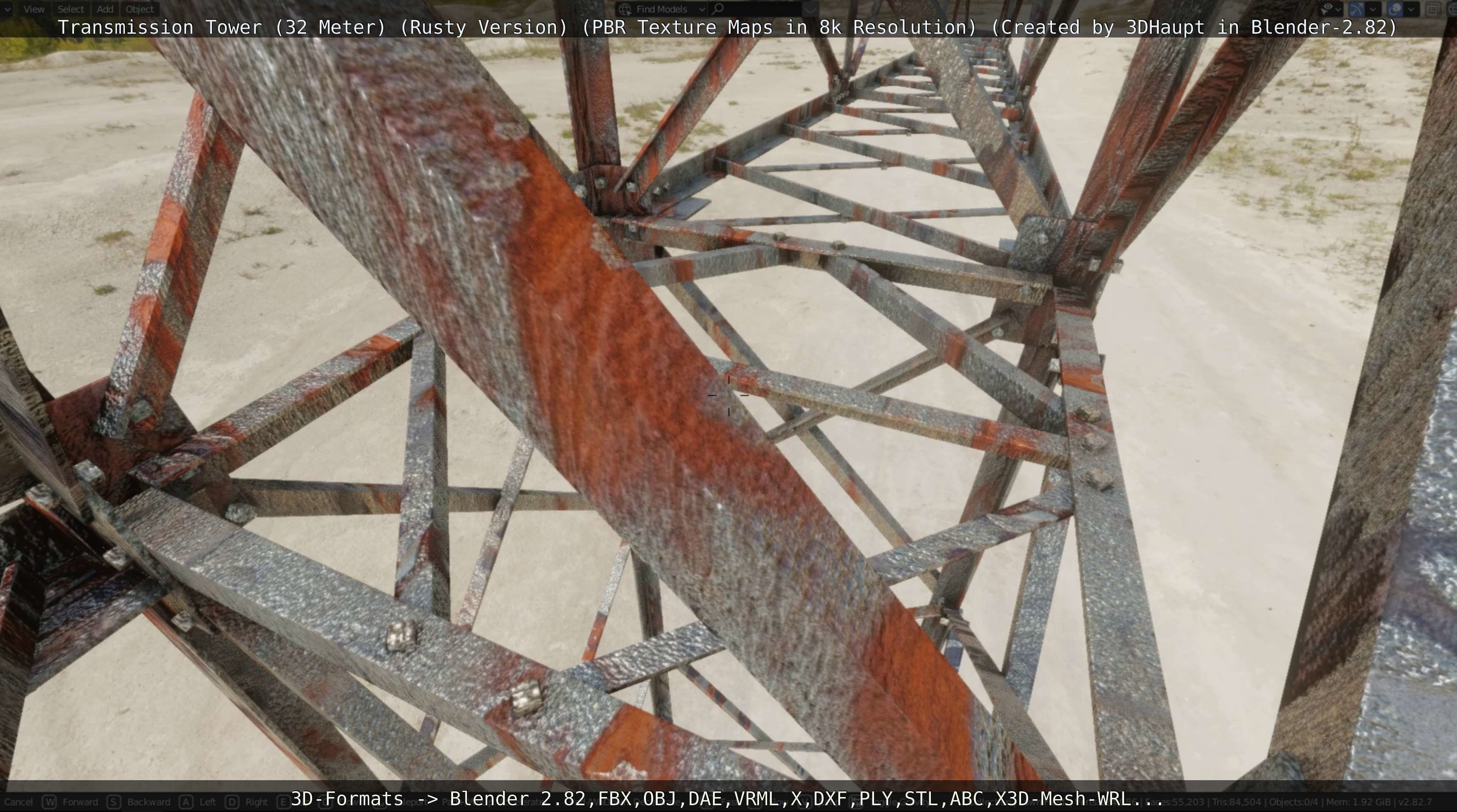 Transmission Tower 32 Meter Rusty Version Low-poly 3D model_60