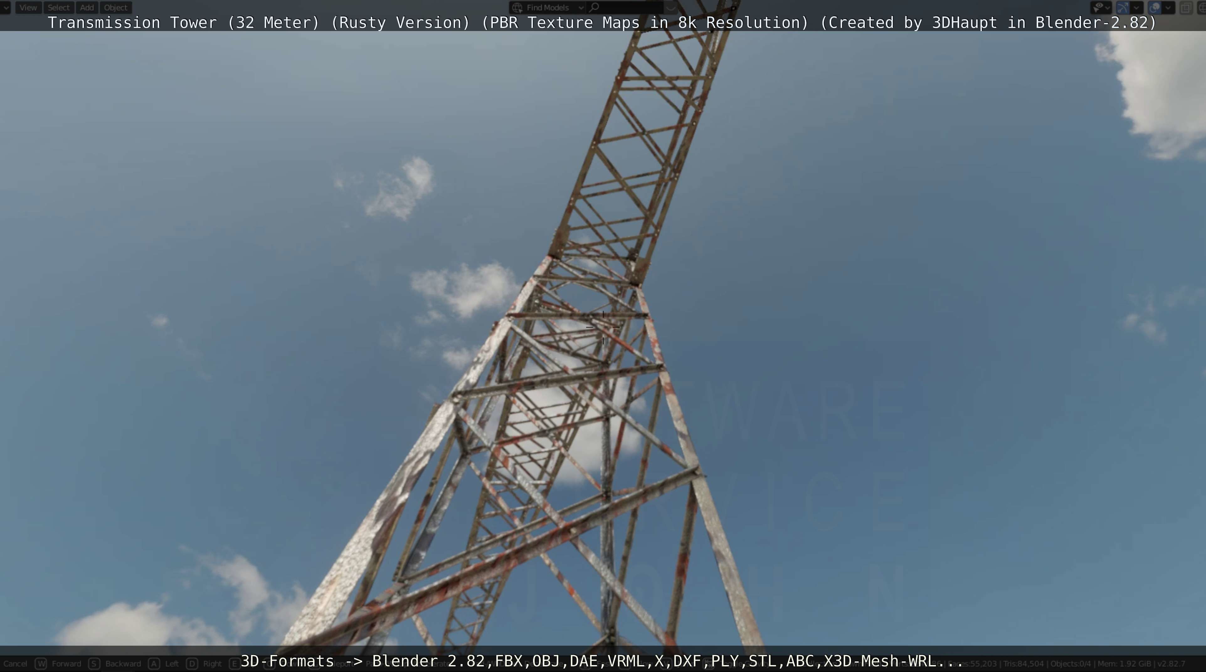 Transmission Tower 32 Meter Rusty Version Low-poly 3D model_51