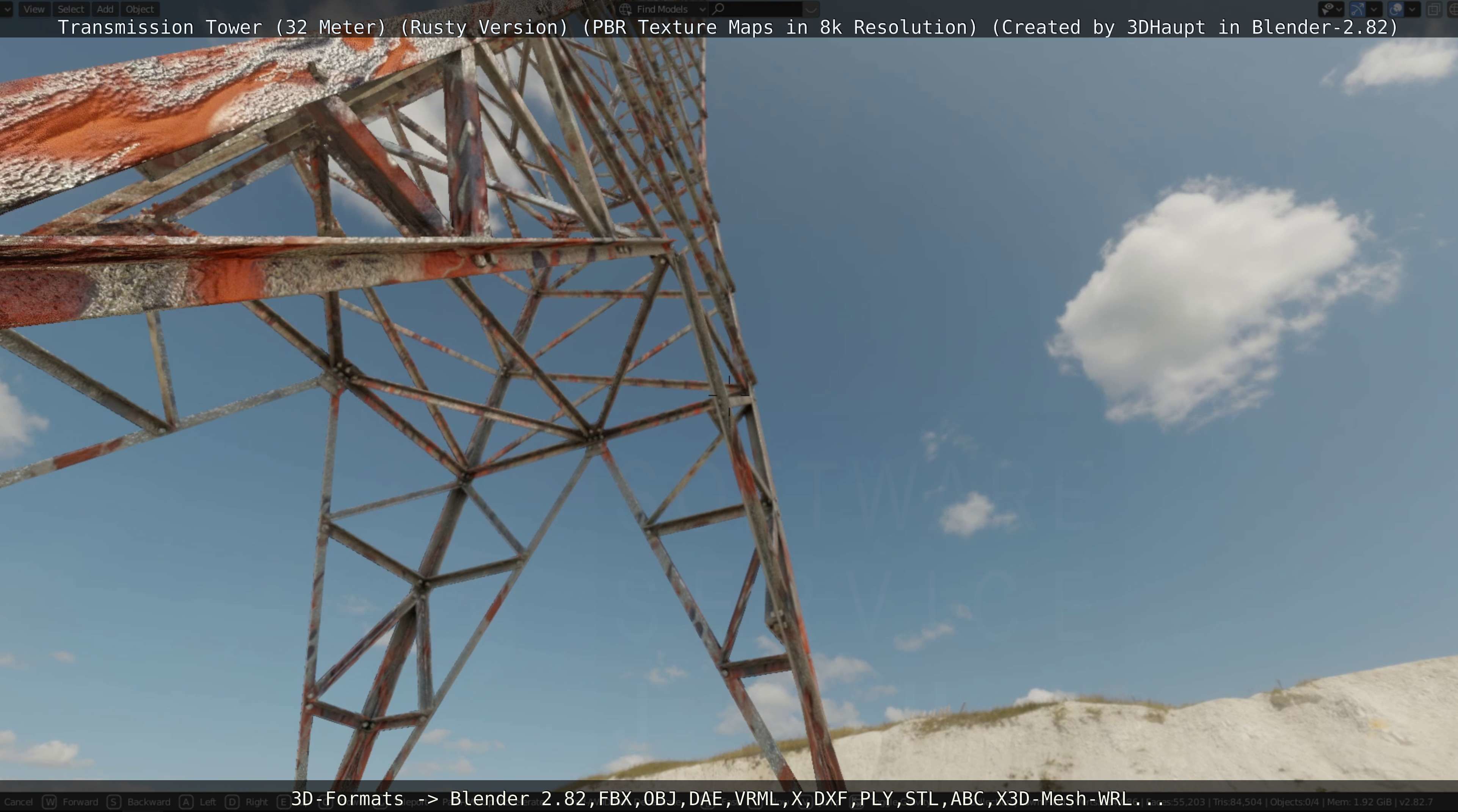 Transmission Tower 32 Meter Rusty Version Low-poly 3D model_77
