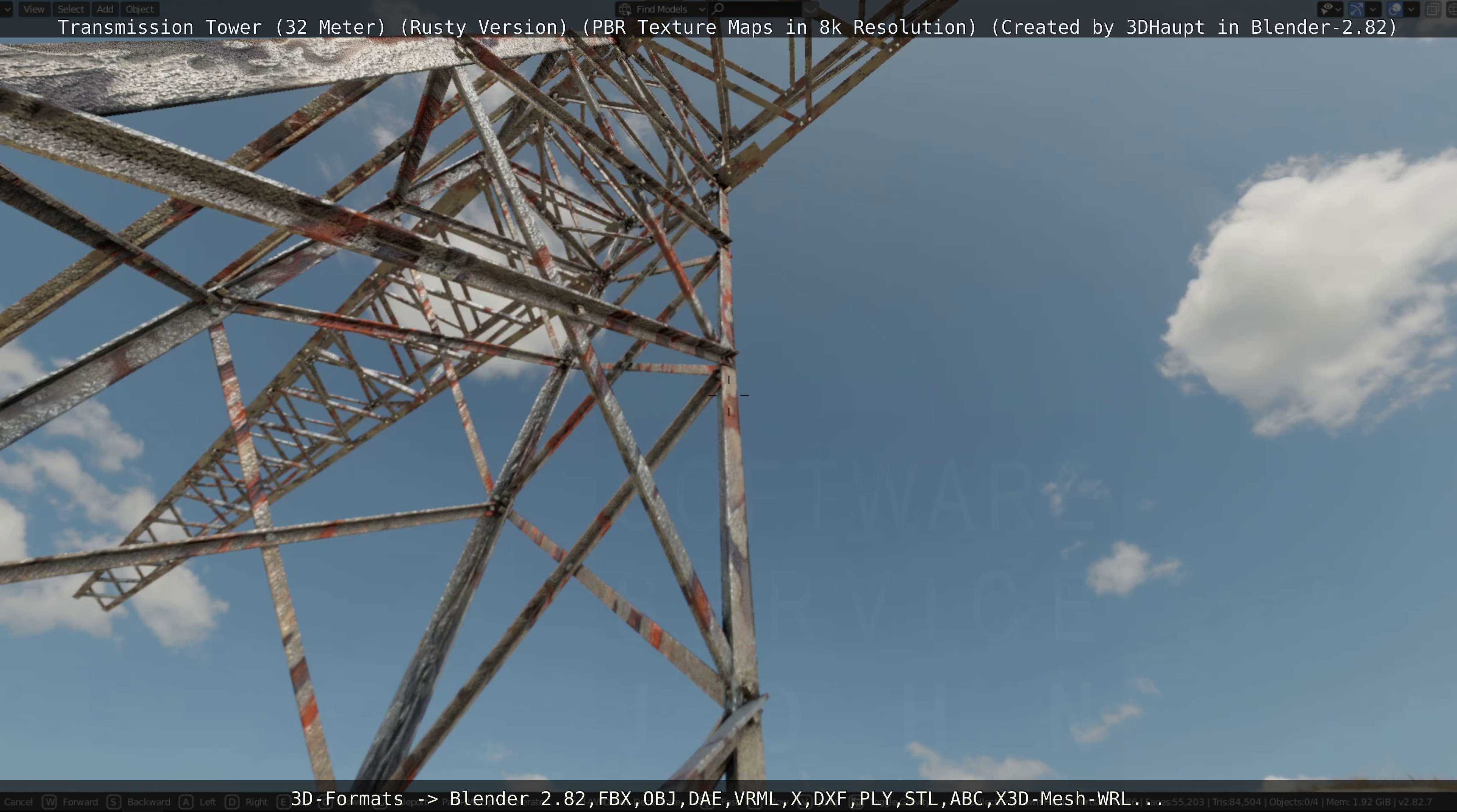 Transmission Tower 32 Meter Rusty Version Low-poly 3D model_53