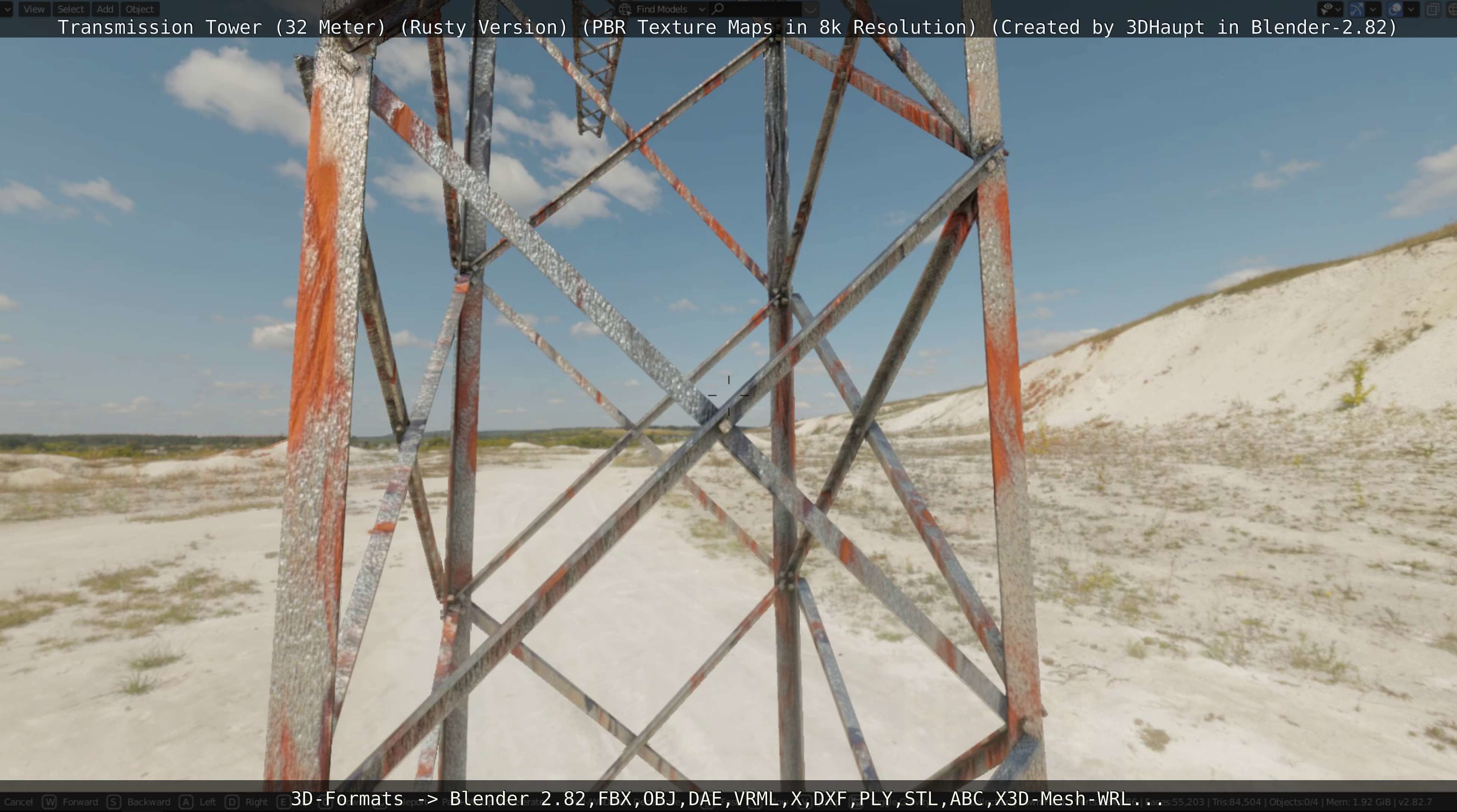 Transmission Tower 32 Meter Rusty Version Low-poly 3D model_50