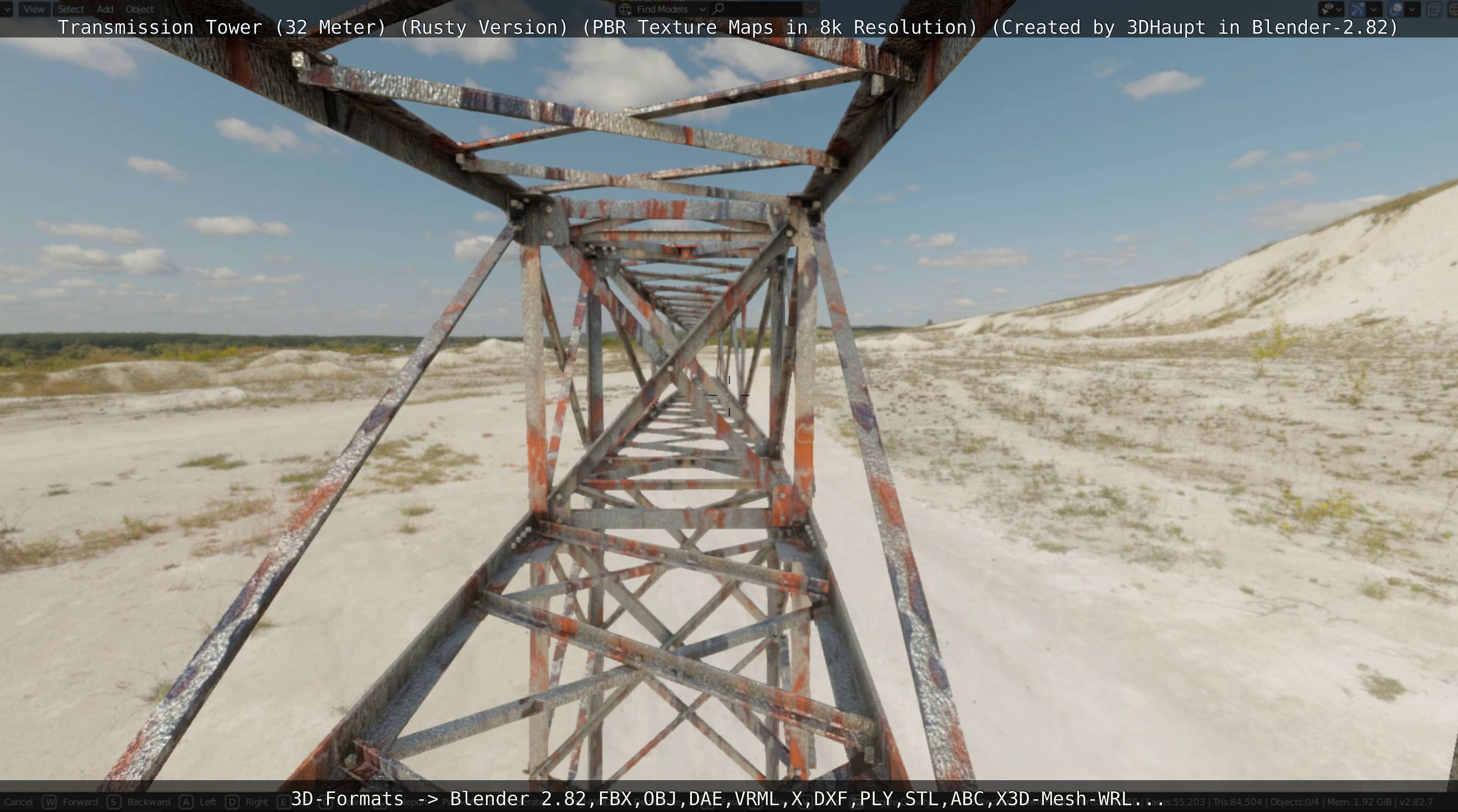 Transmission Tower 32 Meter Rusty Version Low-poly 3D model_61