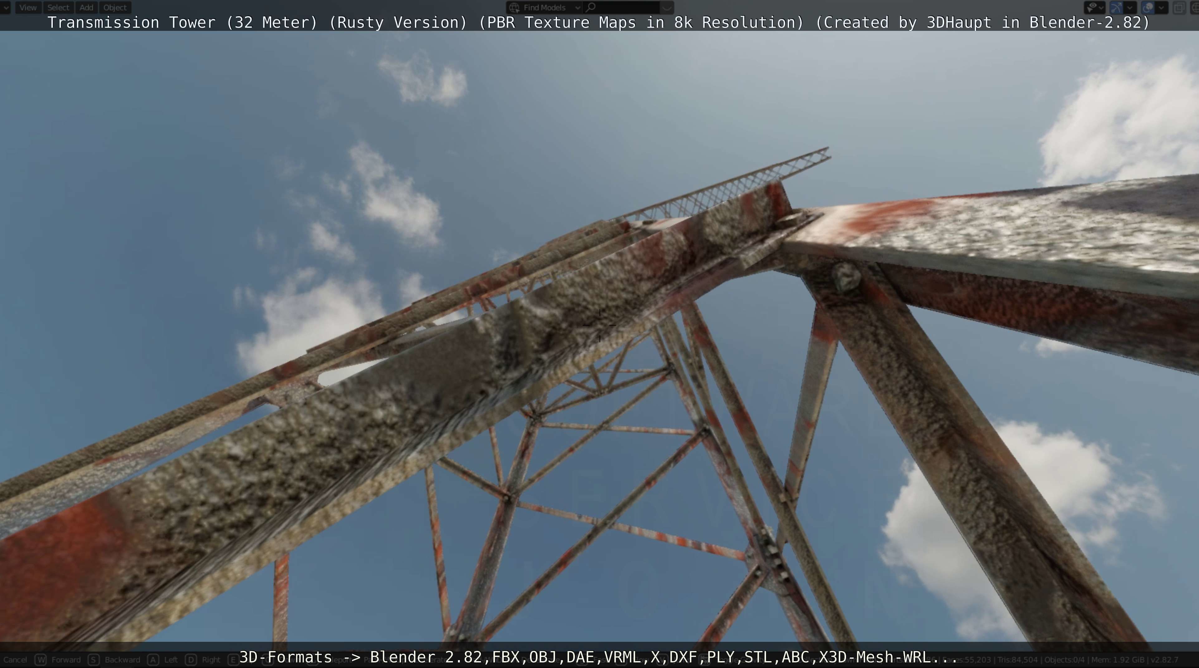 Transmission Tower 32 Meter Rusty Version Low-poly 3D model_130