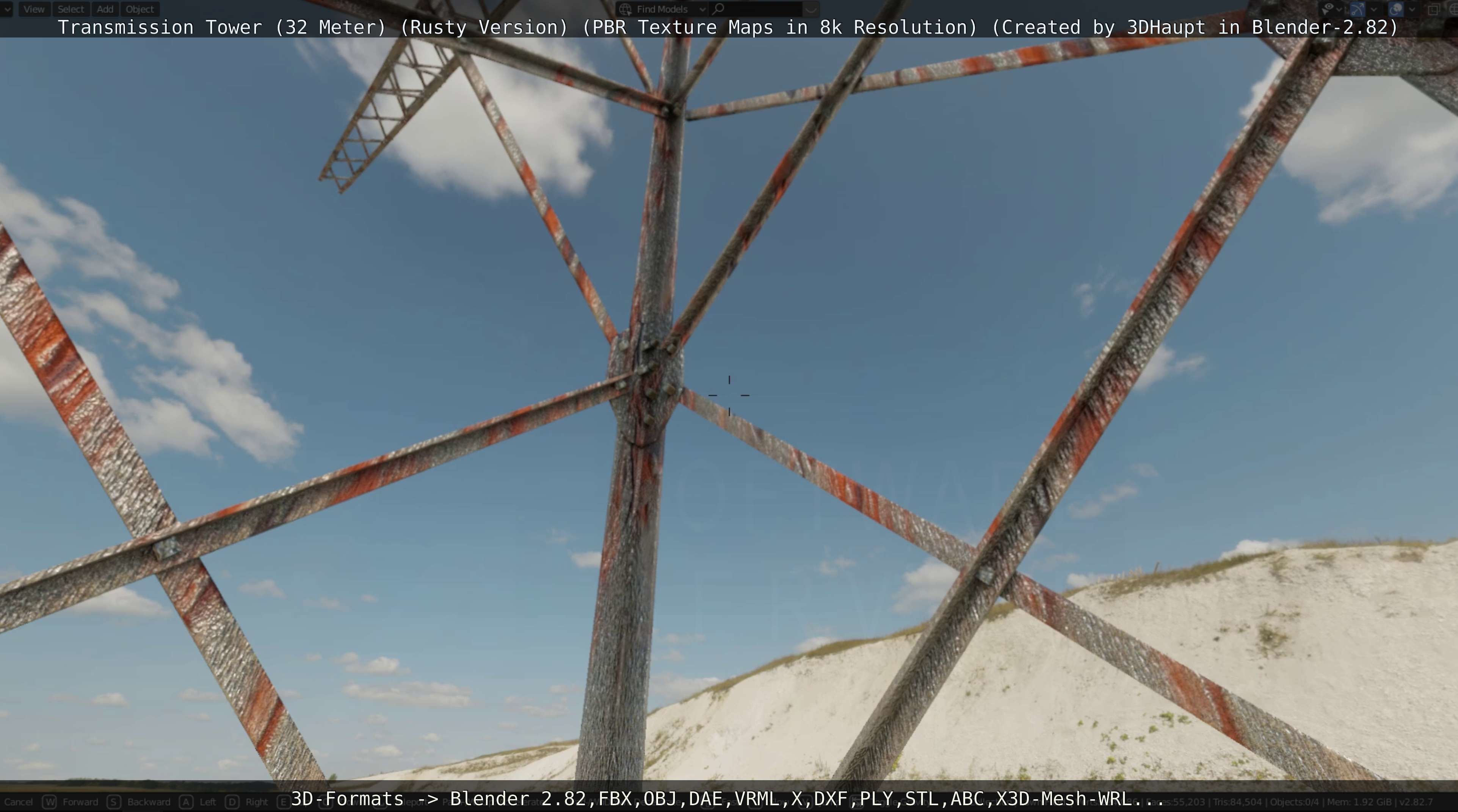 Transmission Tower 32 Meter Rusty Version Low-poly 3D model_45