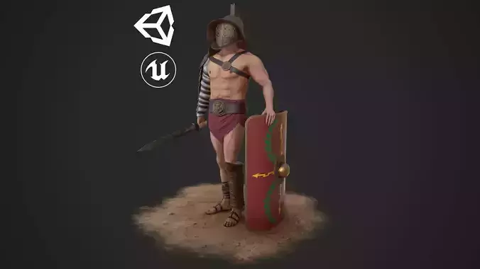 Murmillo Gladiator Low-poly 3D model