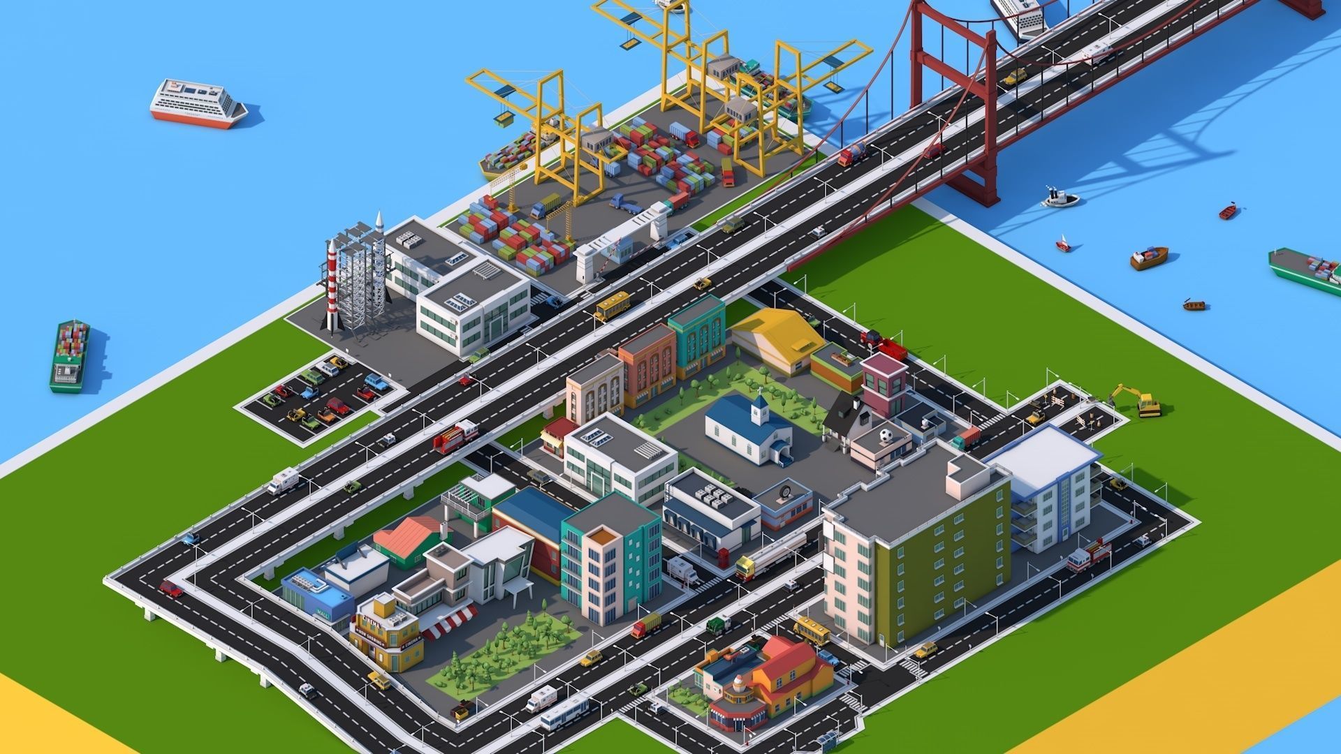 Low Poly City Pack 3 Low-poly 3D model_3