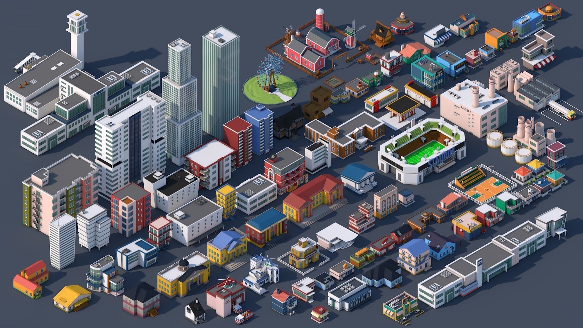 Low Poly City Pack 3 Low-poly 3D model_6