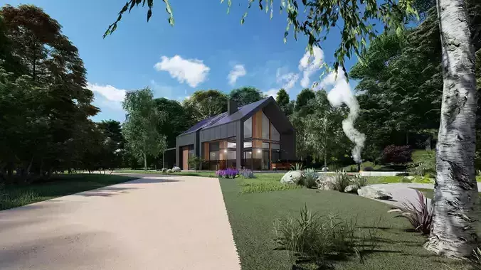 modern barn house 3d model 