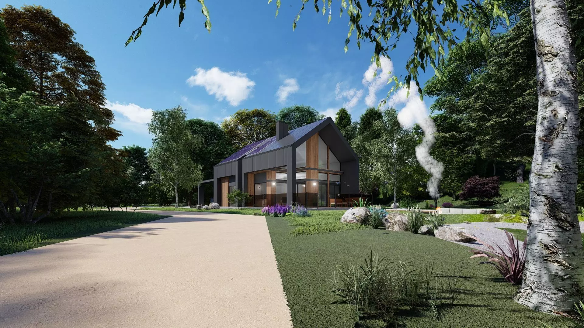 modern barn house 3d model Low-poly 3D model