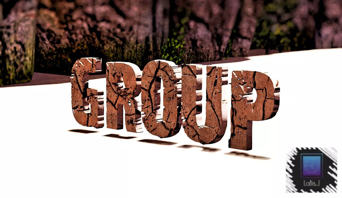 group 3d text low poly  Low-poly 3D model_0