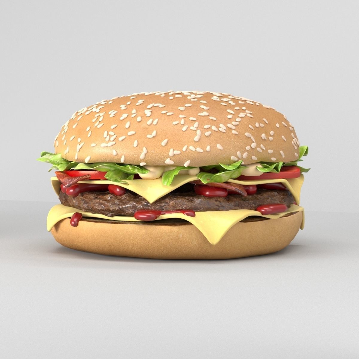 Burger hamburger 3D model_4