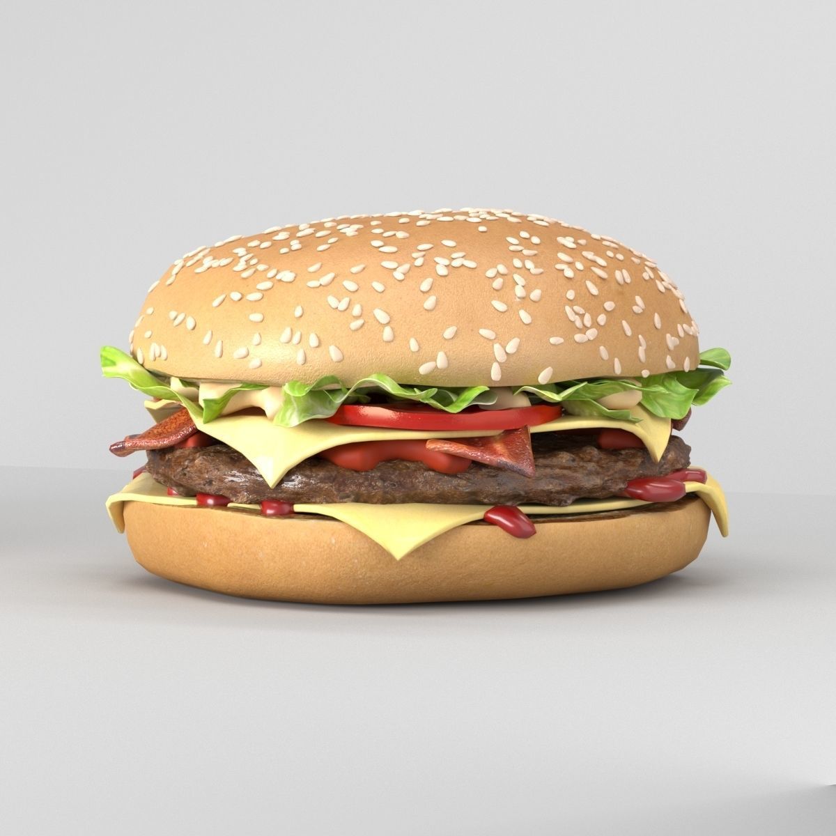 Burger hamburger 3D model_2
