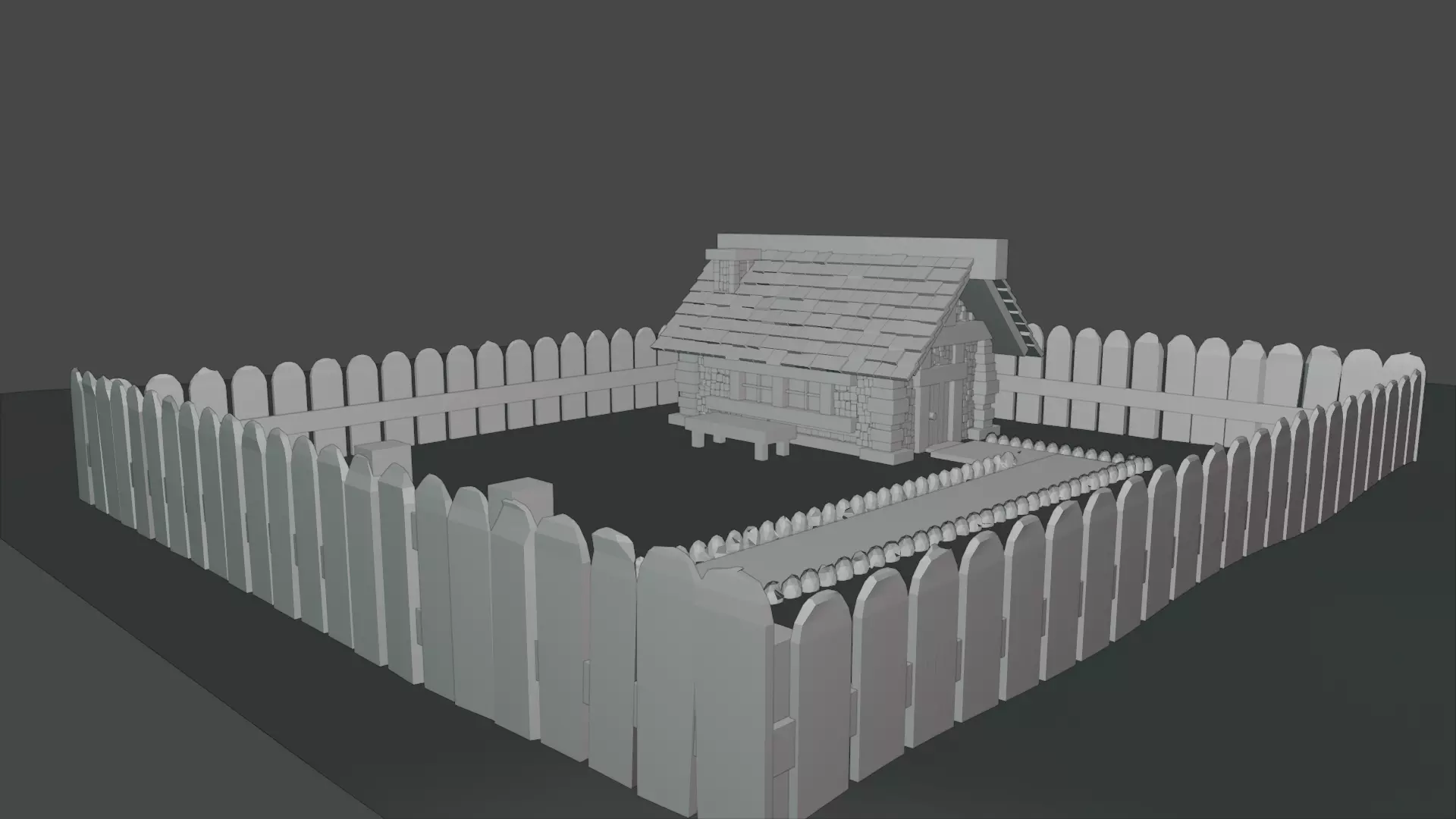 House fence with in it 3D model_0