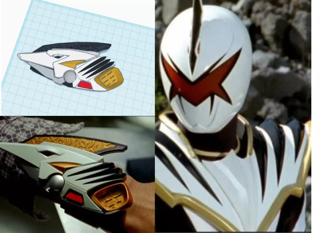 White Dino Thunder AbareKiller Morpher 3D print model_0