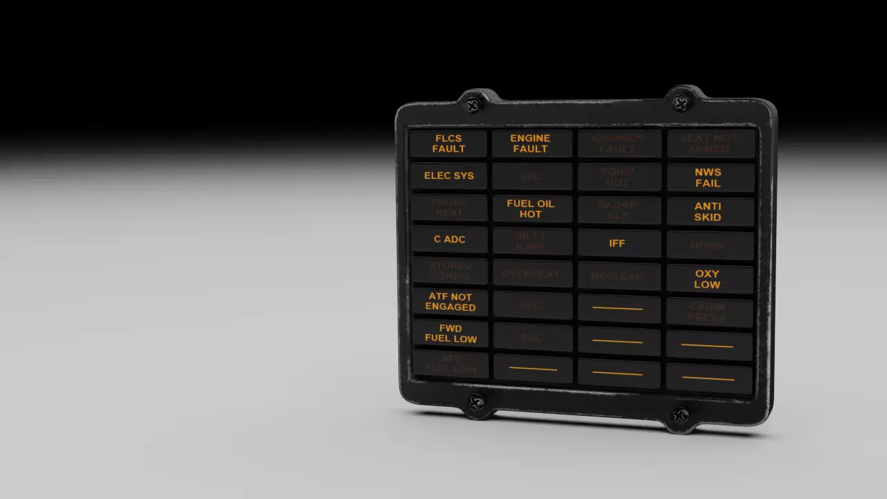 F16 Caution Panel 3D model_0