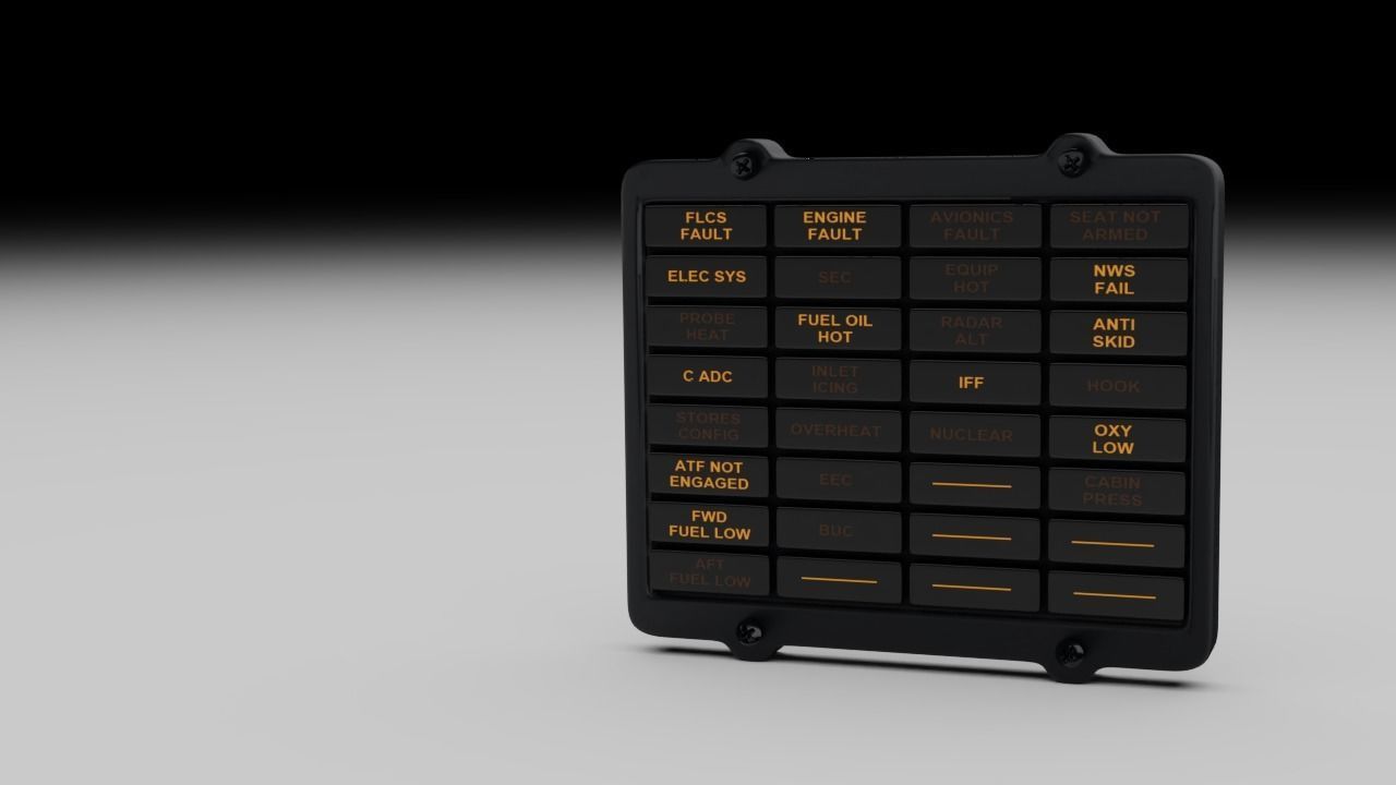 F16 Caution Panel 3D model_3