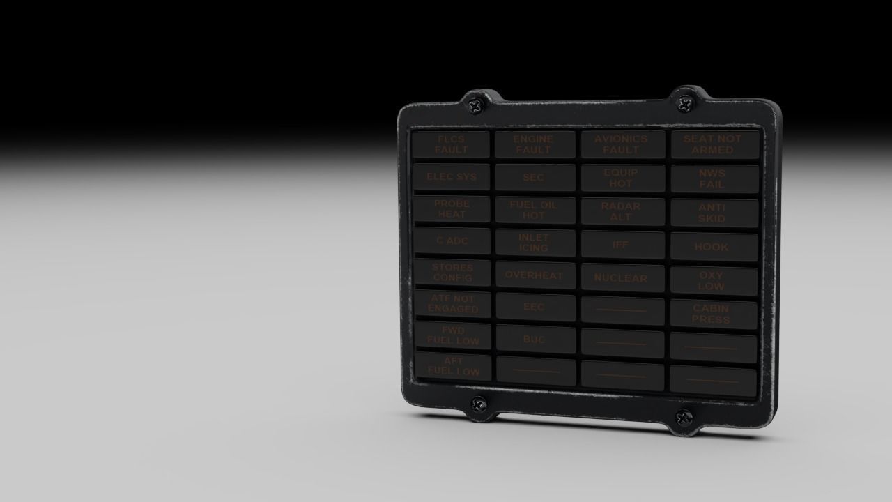 F16 Caution Panel 3D model_1