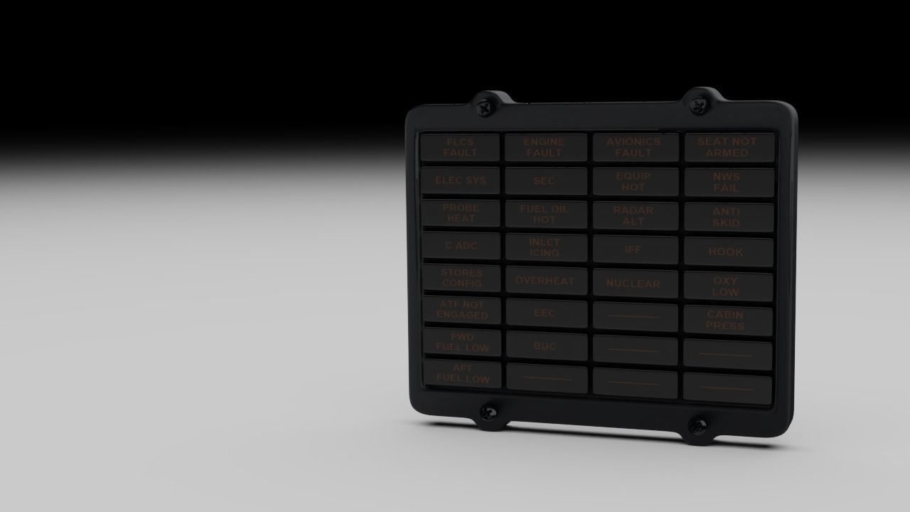 F16 Caution Panel 3D model_2