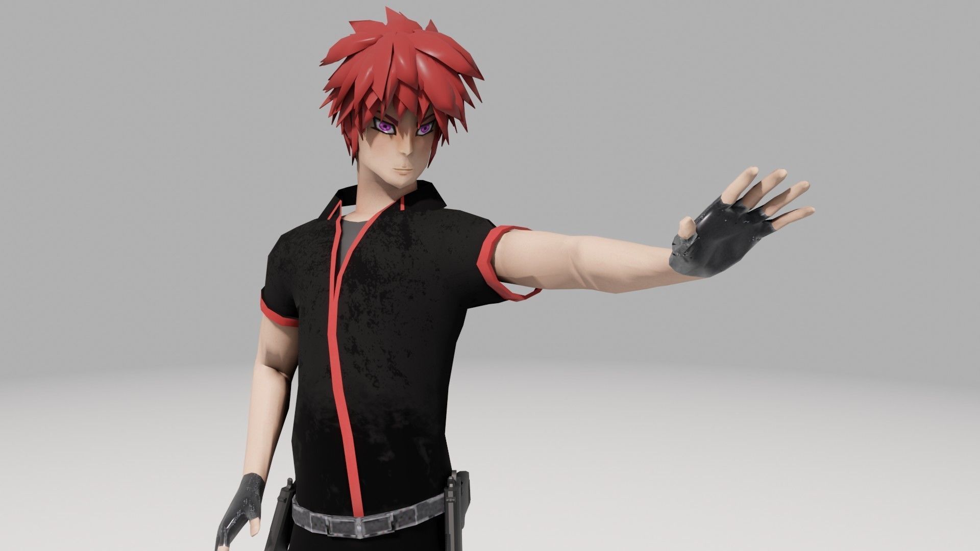 Character Low Poly with guns Low-poly 3D model_2