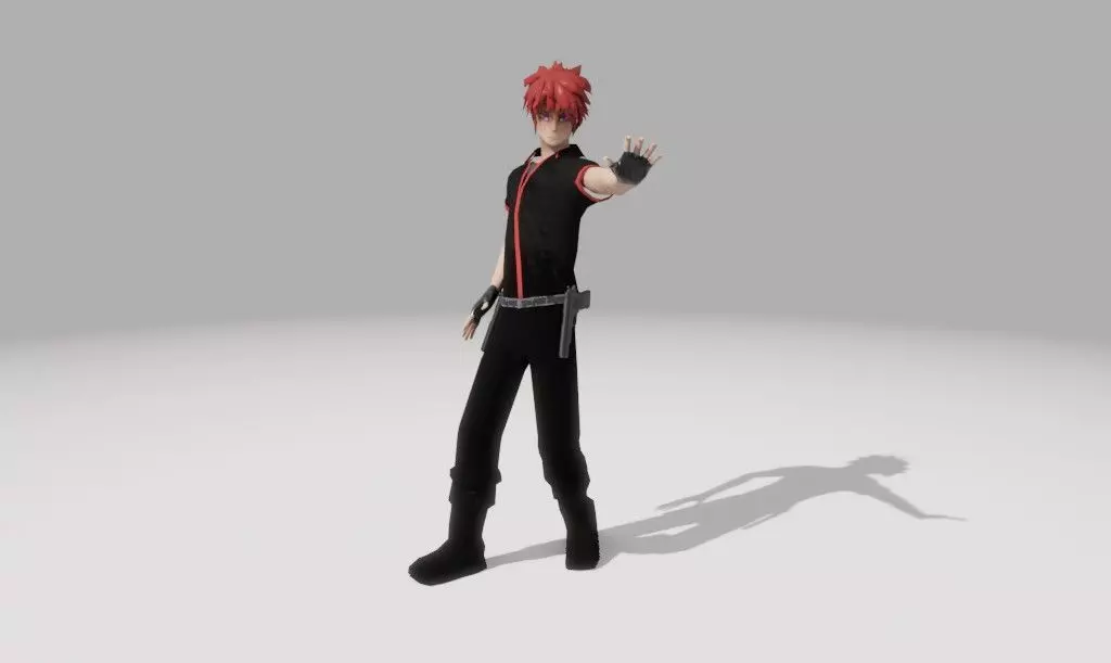 Character Low Poly with guns Low-poly 3D model_0