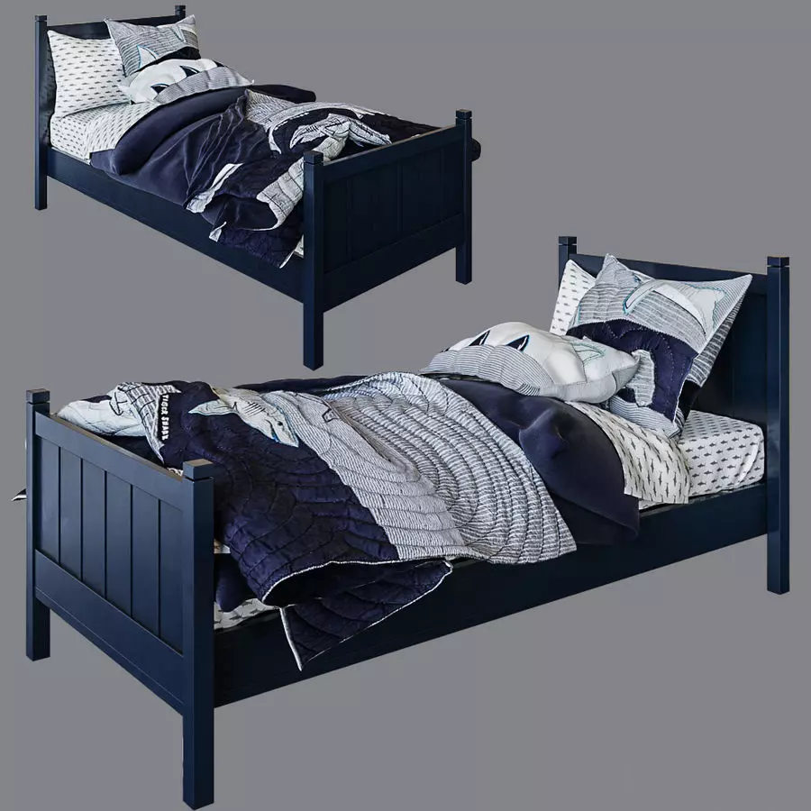 Camp Single Bed Navy 3D model